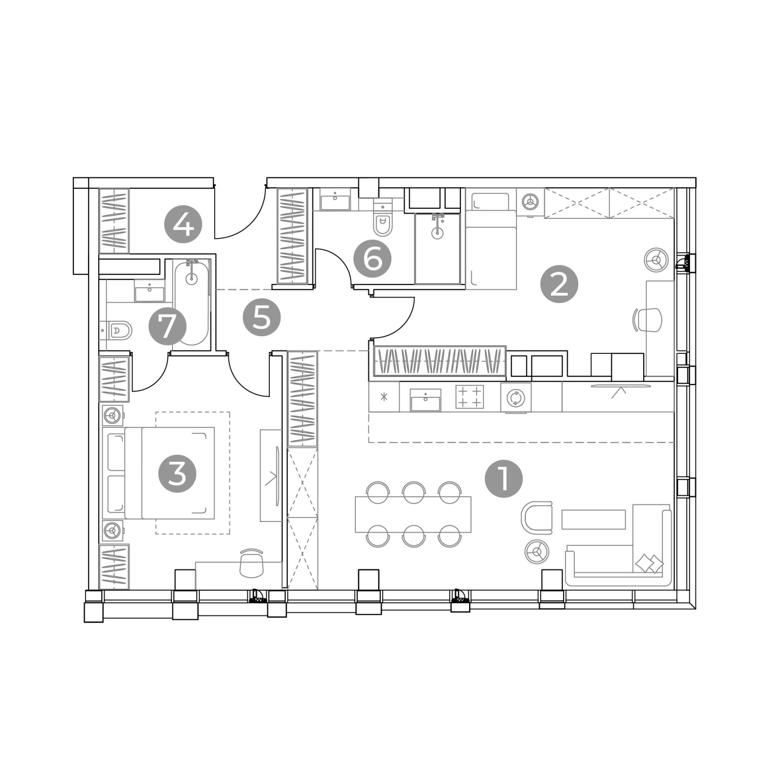 Планировка: 3-комнатная квартира, 83,9 м²