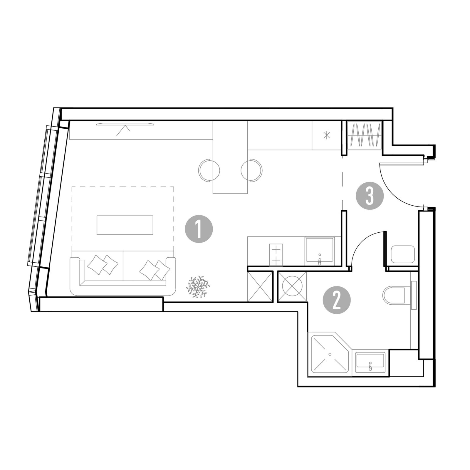 Планировка: 1-комнатная квартира, 28,7 м²