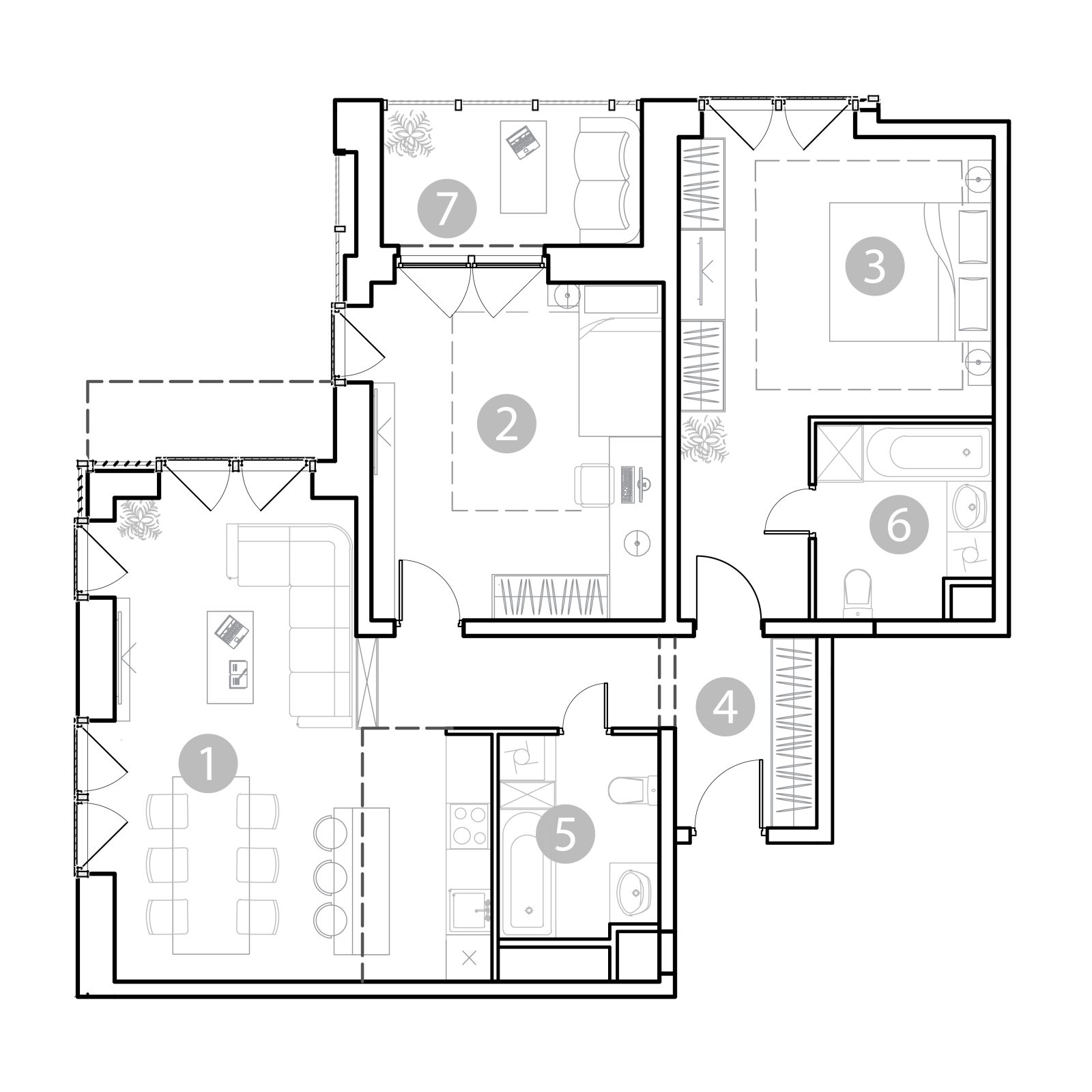 Планировка: 3-комнатная квартира, 91,7 м²