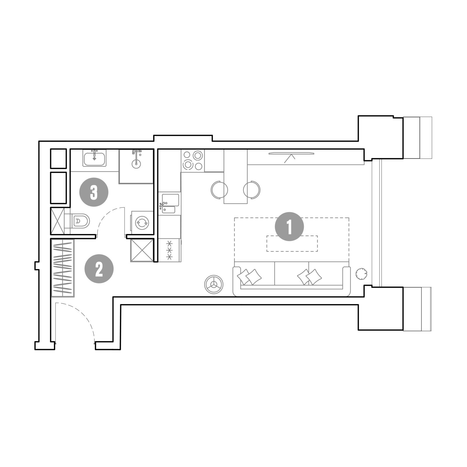 Планировка: студия, 31,9 м²