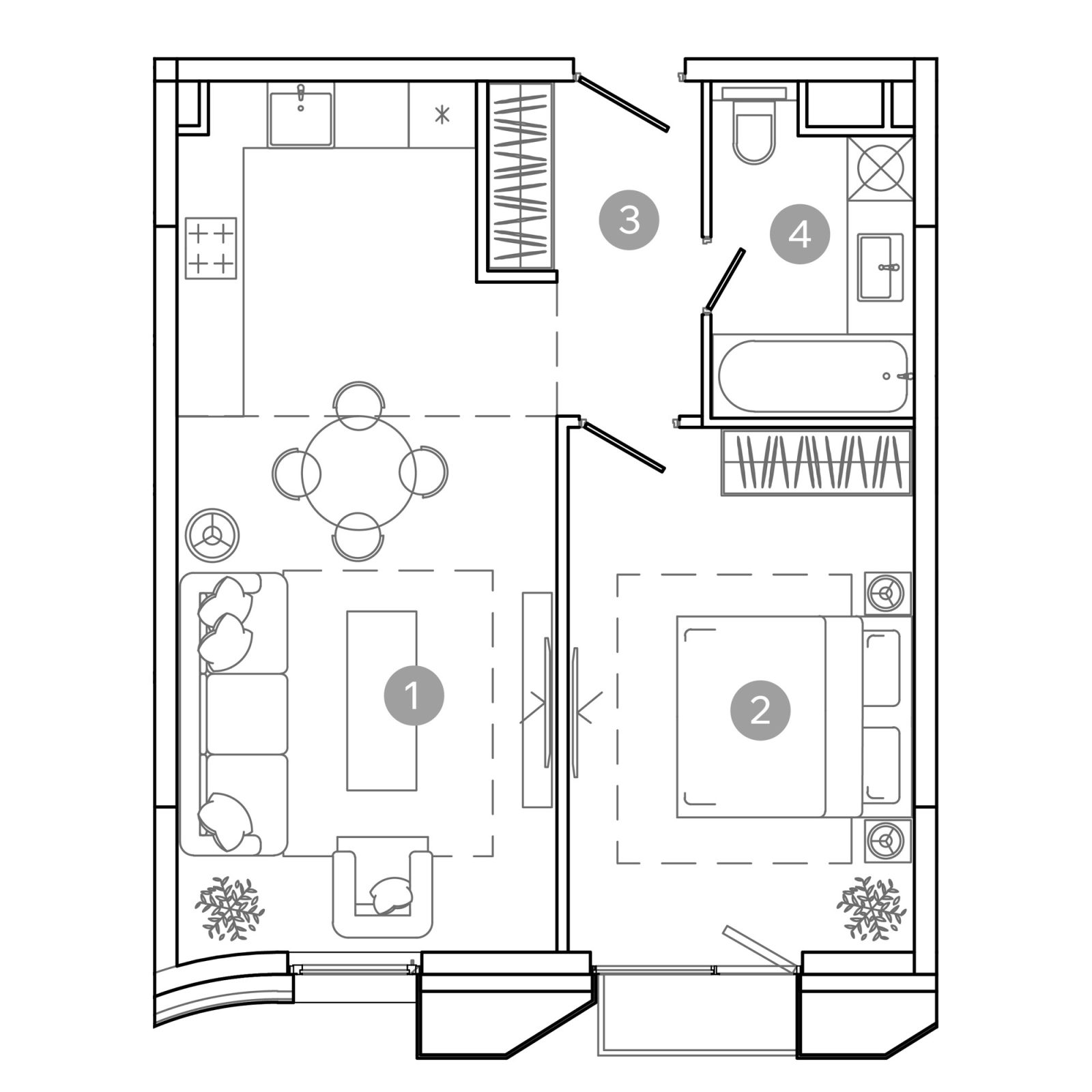Планировка: 2-комнатная квартира, 46,0 м²