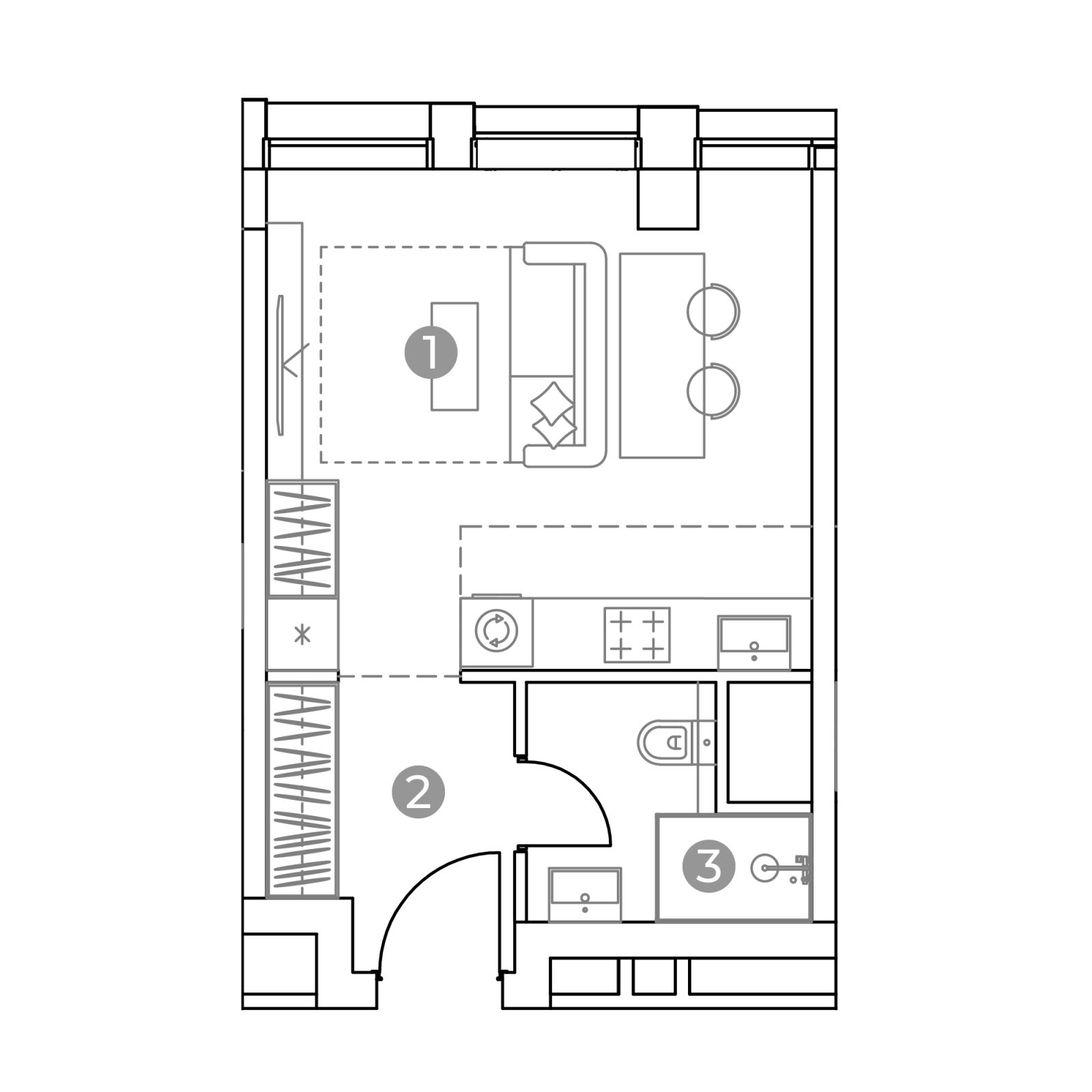 Планировка: студия, 27,2 м²