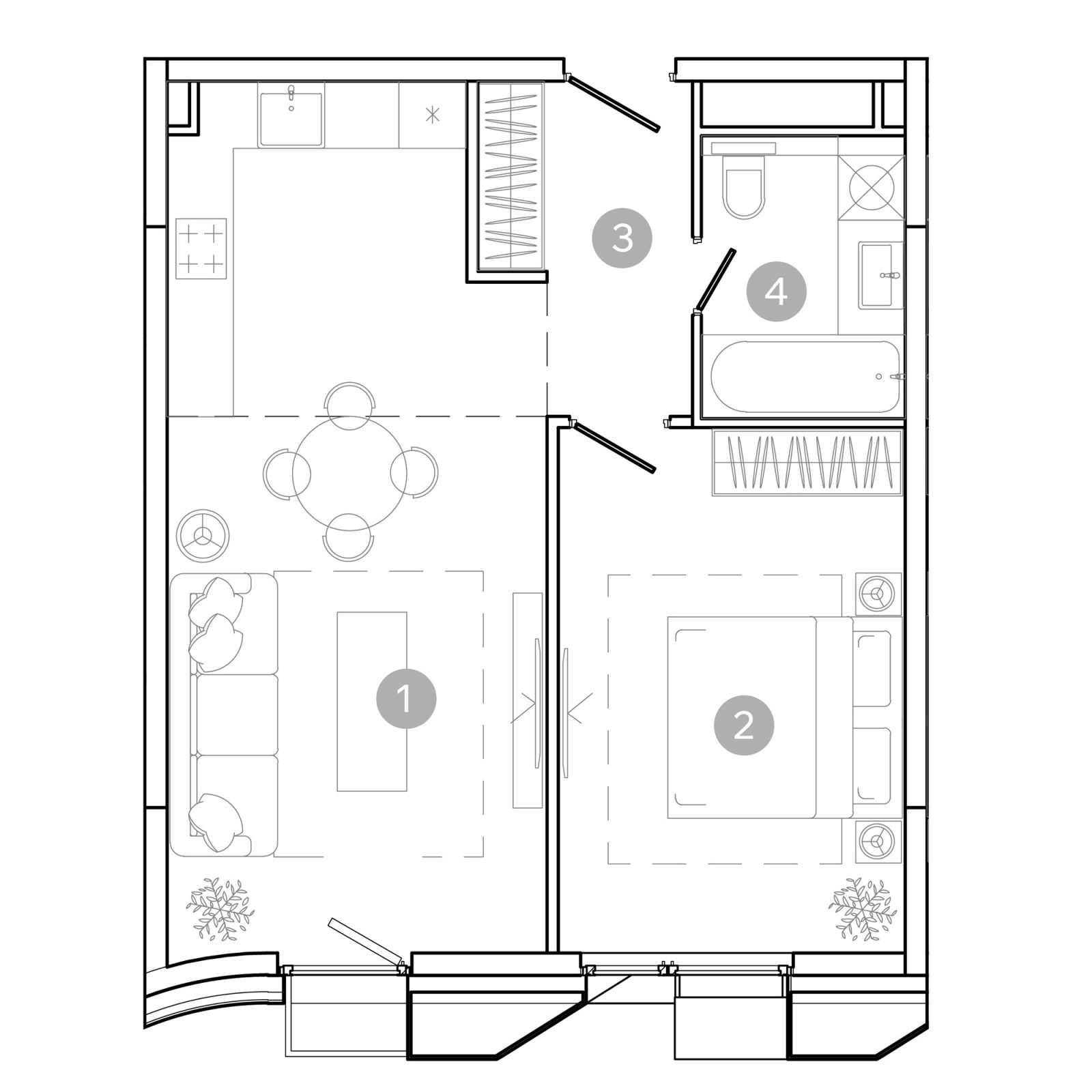 Планировка: 2-комнатная квартира, 46,0 м²
