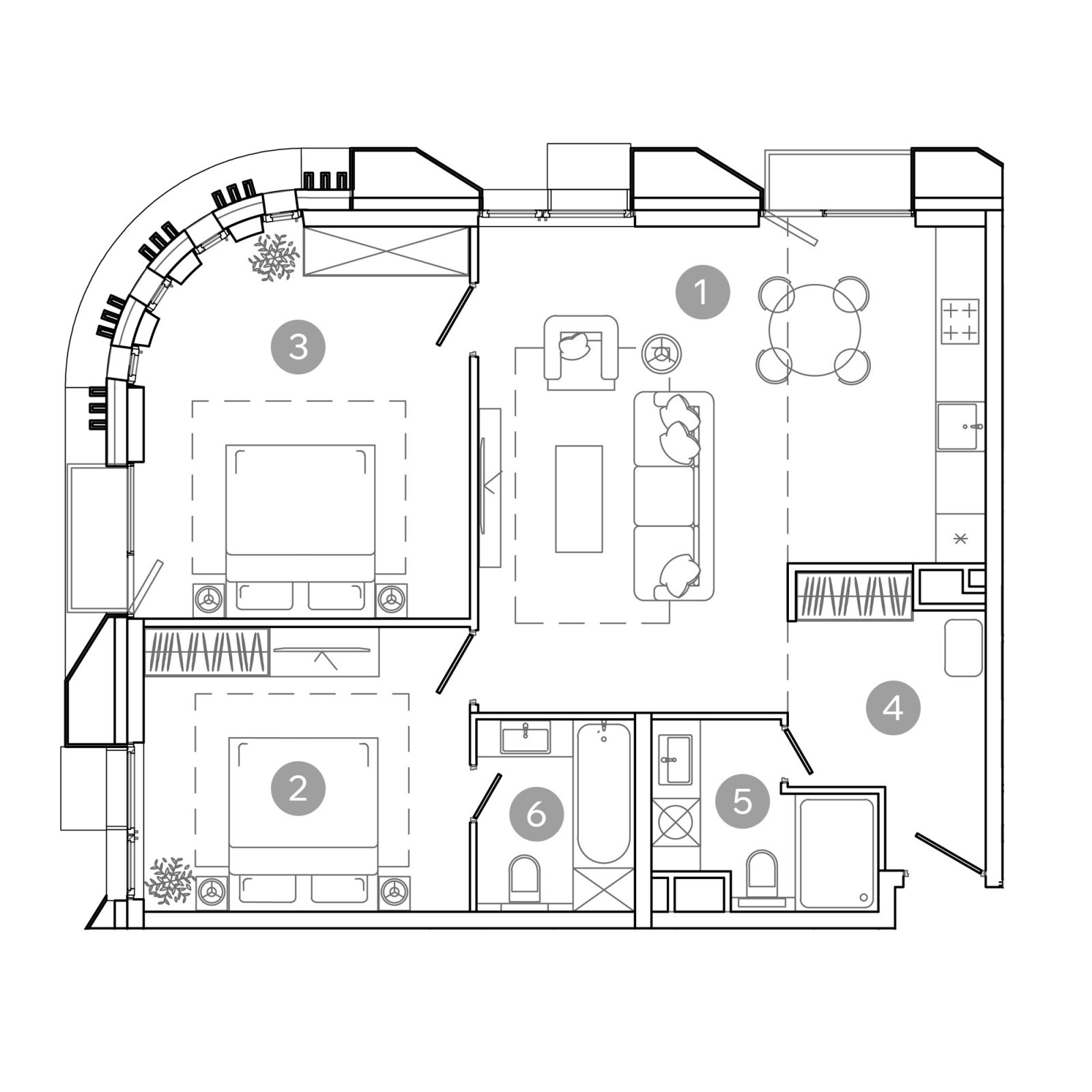 Планировка: 3-комнатная квартира, 79,1 м²