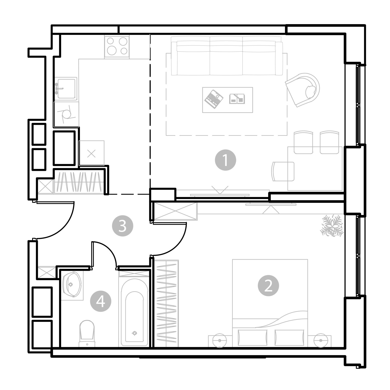 Планировка: 2-комнатная квартира, 52,3 м²