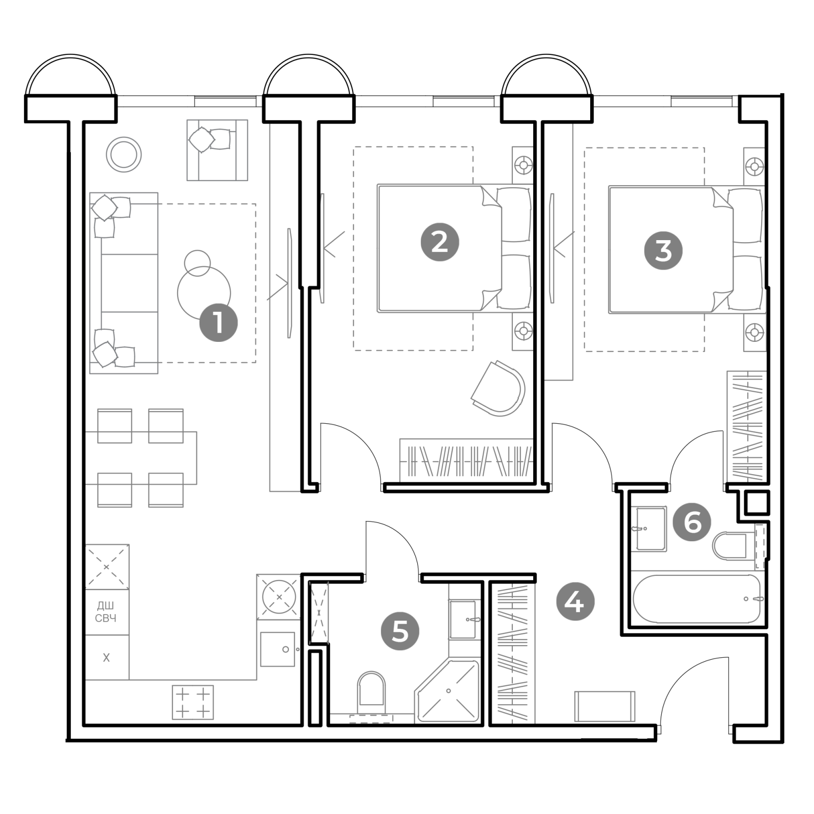 Планировка: 3-комнатная квартира, 70,3 м²