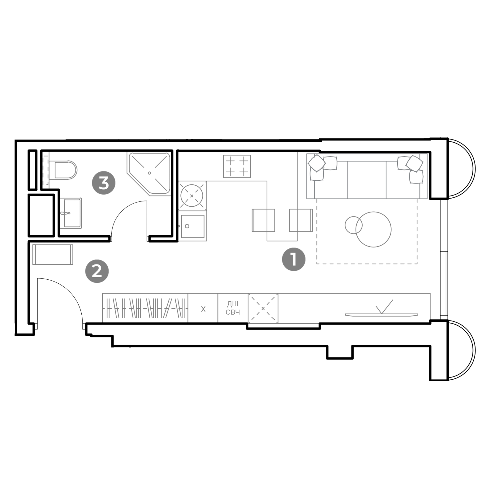 Планировка: студия, 27,2 м²