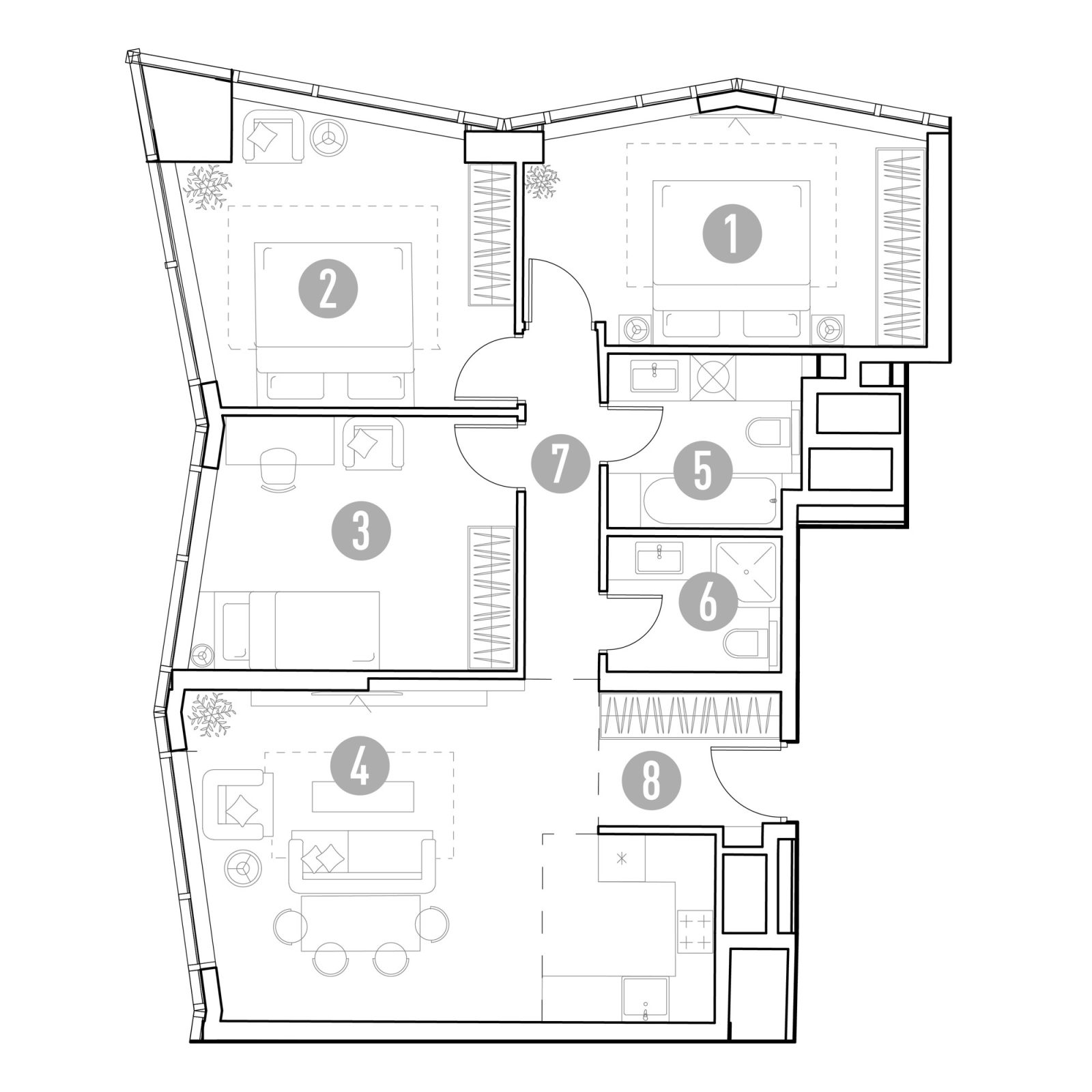 Планировка: 3-комнатная квартира, 84,4 м²
