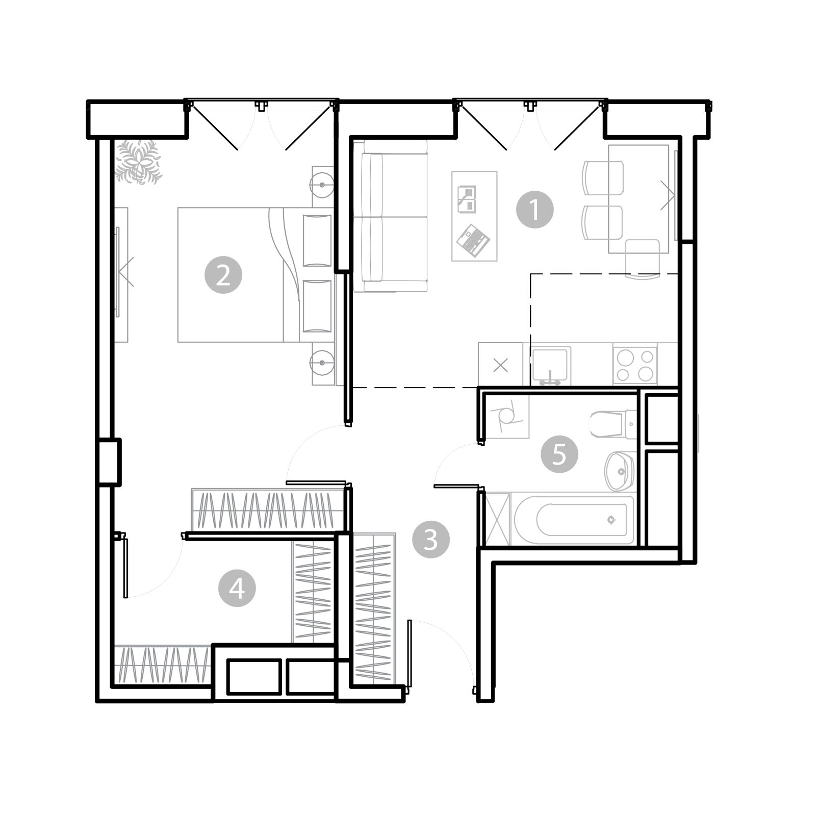 Планировка: 2-комнатная квартира, 48,4 м²