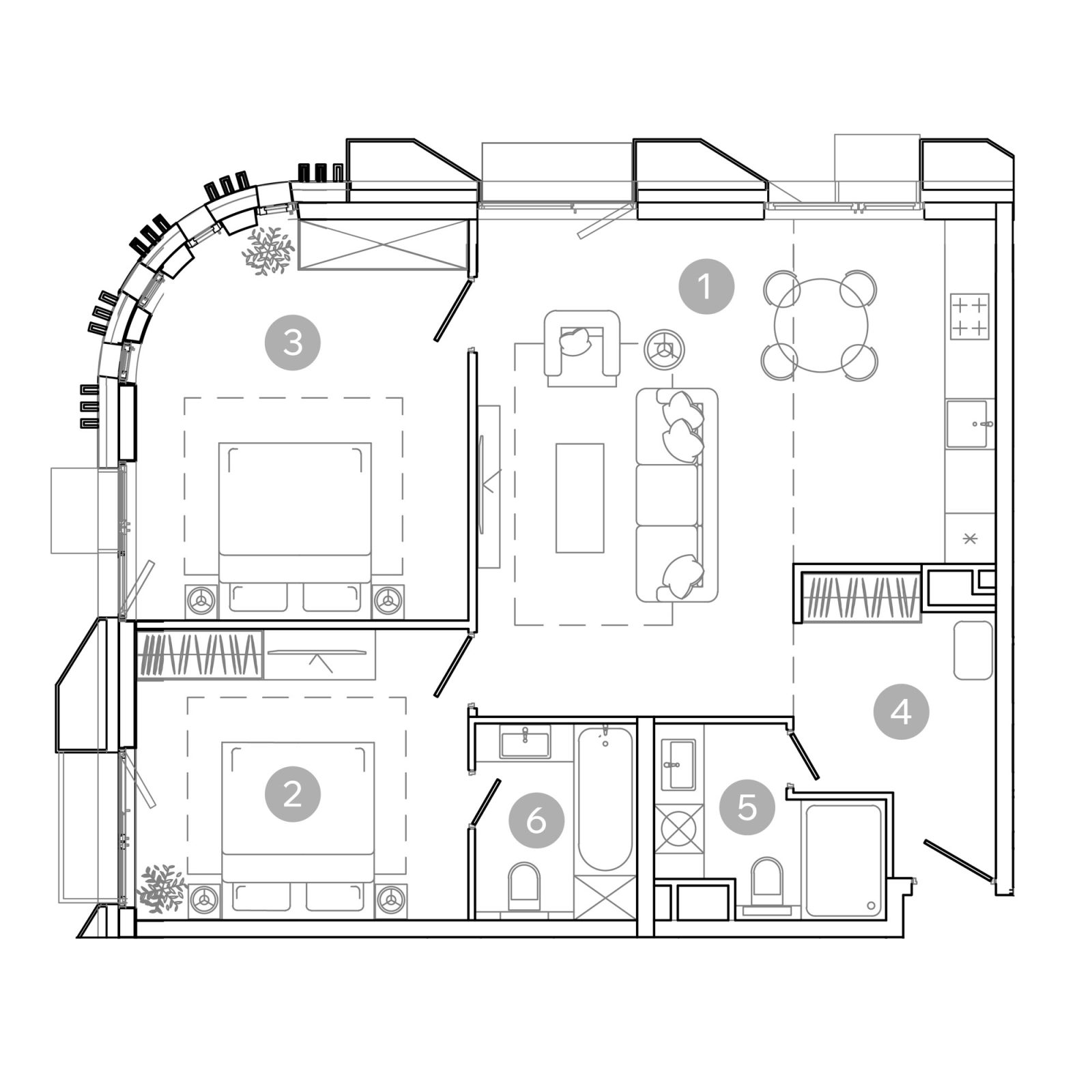 Планировка: 3-комнатная квартира, 79,1 м²