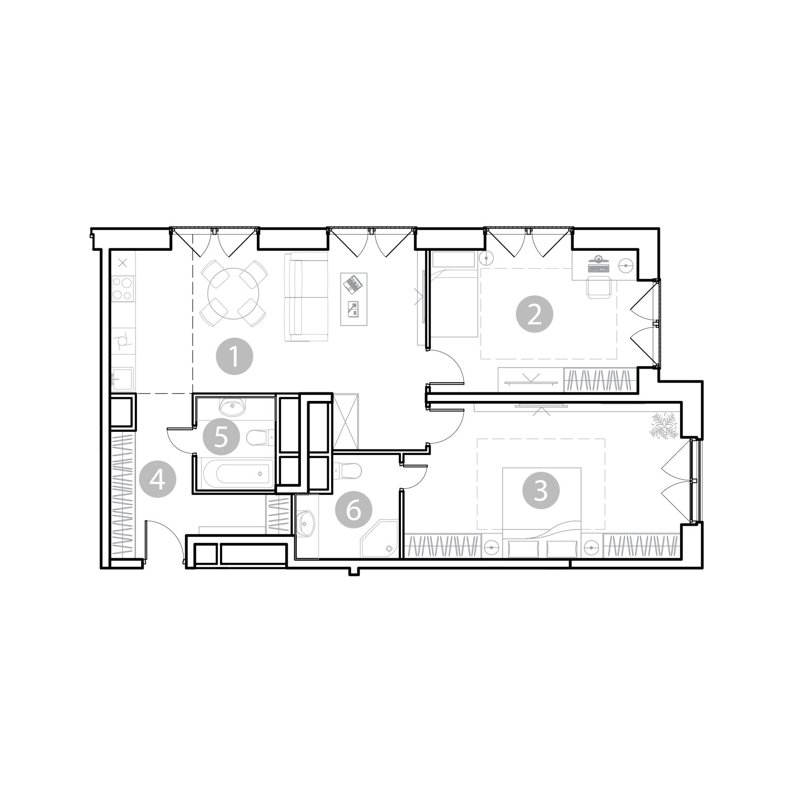 Планировка: 3-комнатная квартира, 85,6 м²