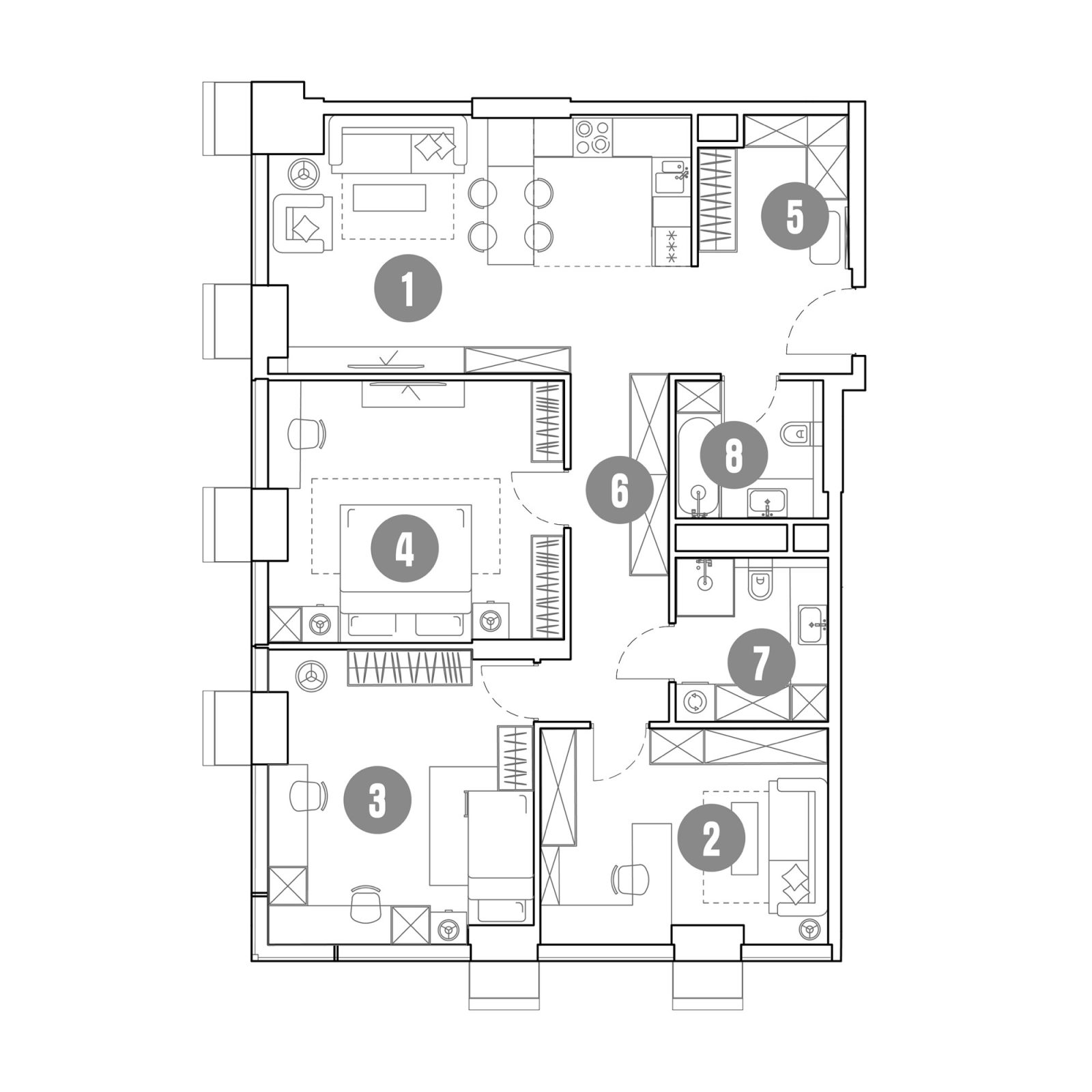 Планировка: 4-комнатная квартира, 101,6 м²