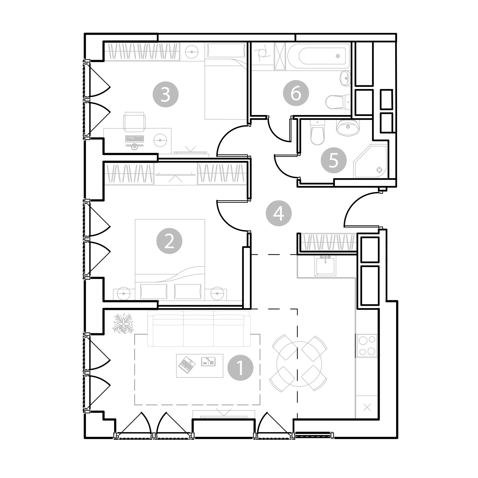 Планировка: 3-комнатная квартира, 67,6 м²