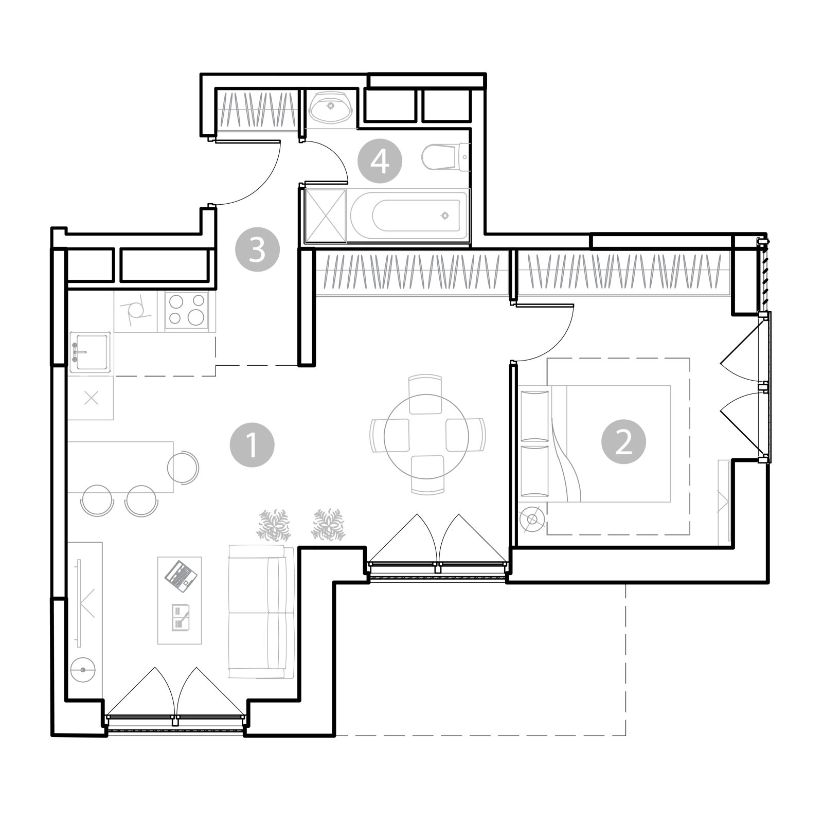 Планировка: 2-комнатная квартира, 50,8 м²