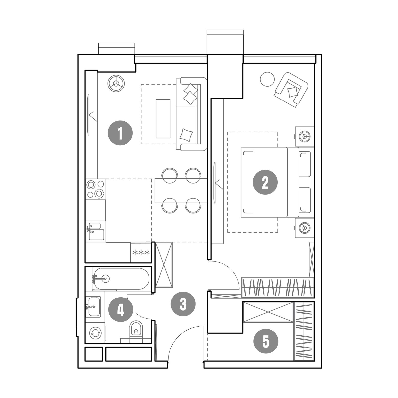 Планировка: 2-комнатная квартира, 51,2 м²