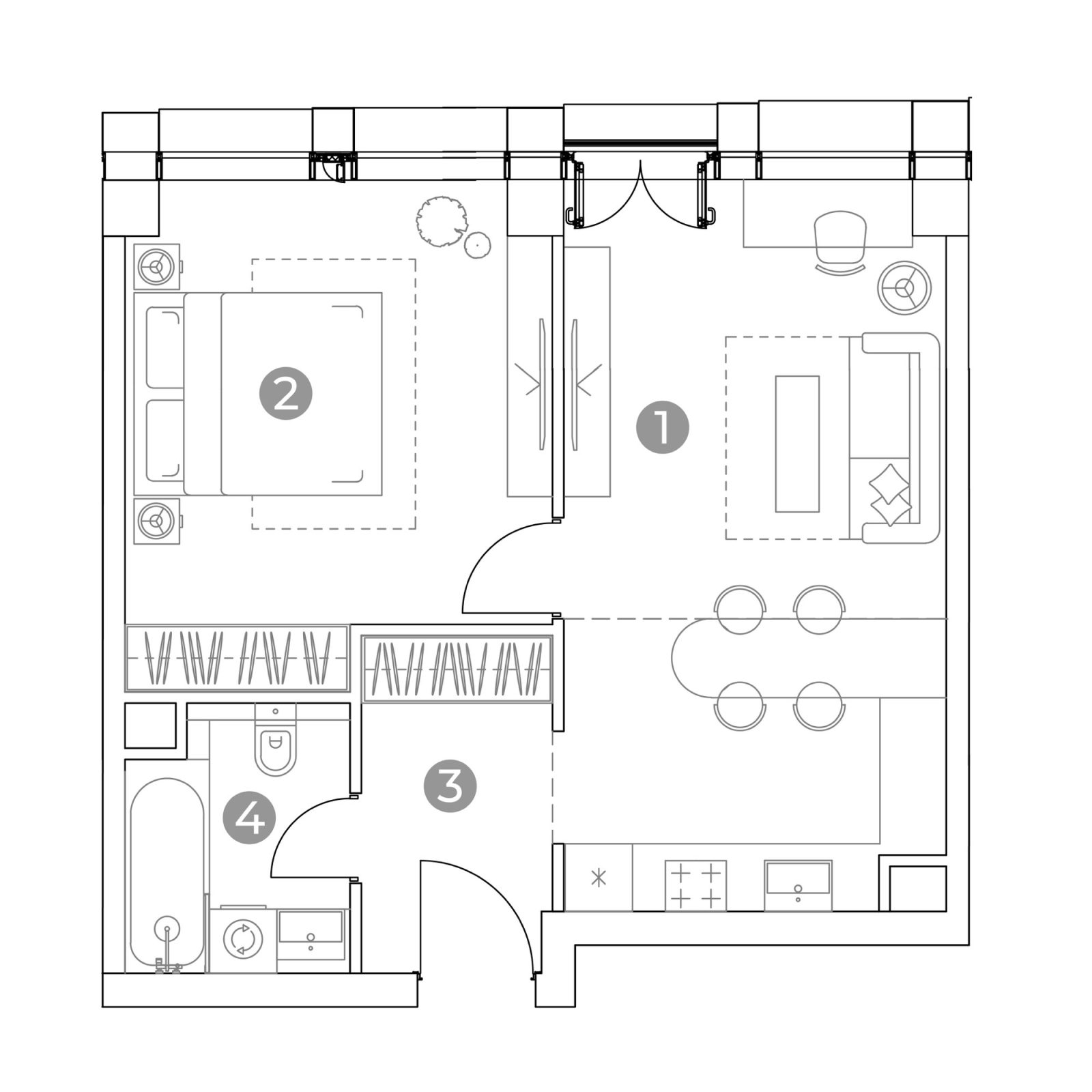 Планировка: 2-комнатная квартира, 47,1 м²
