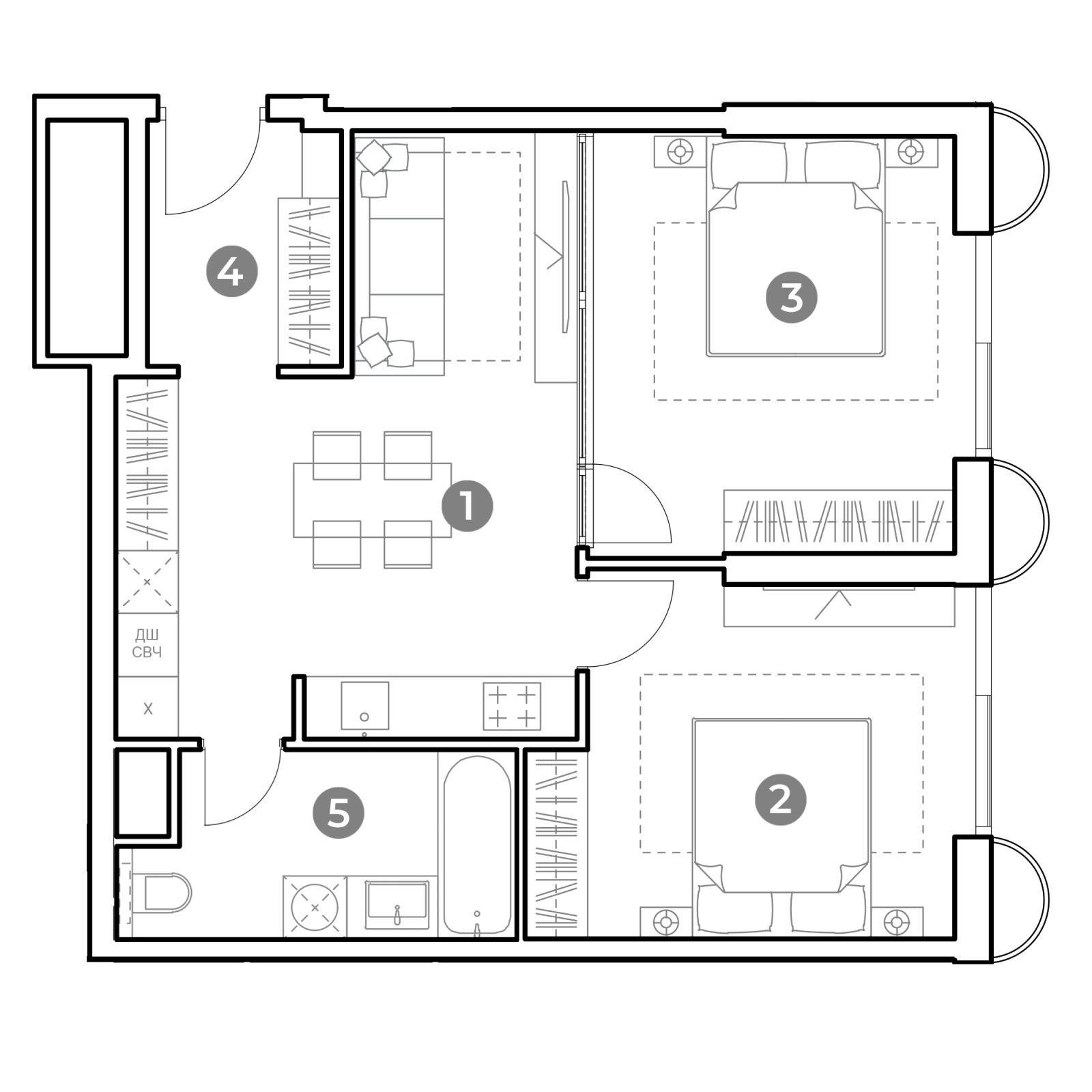 Планировка: 3-комнатная квартира, 59,0 м²