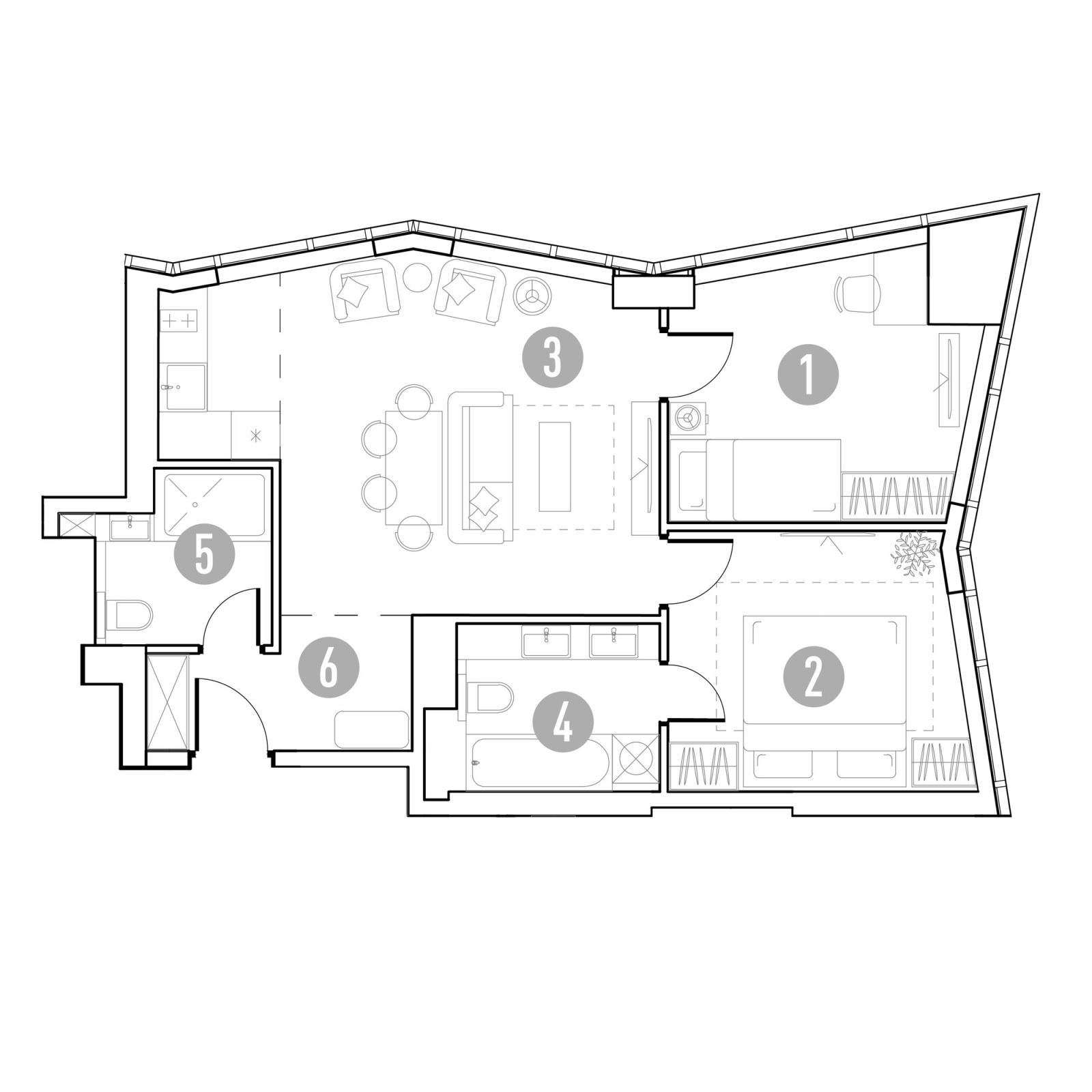 Планировка: 2-комнатная квартира, 61,1 м²
