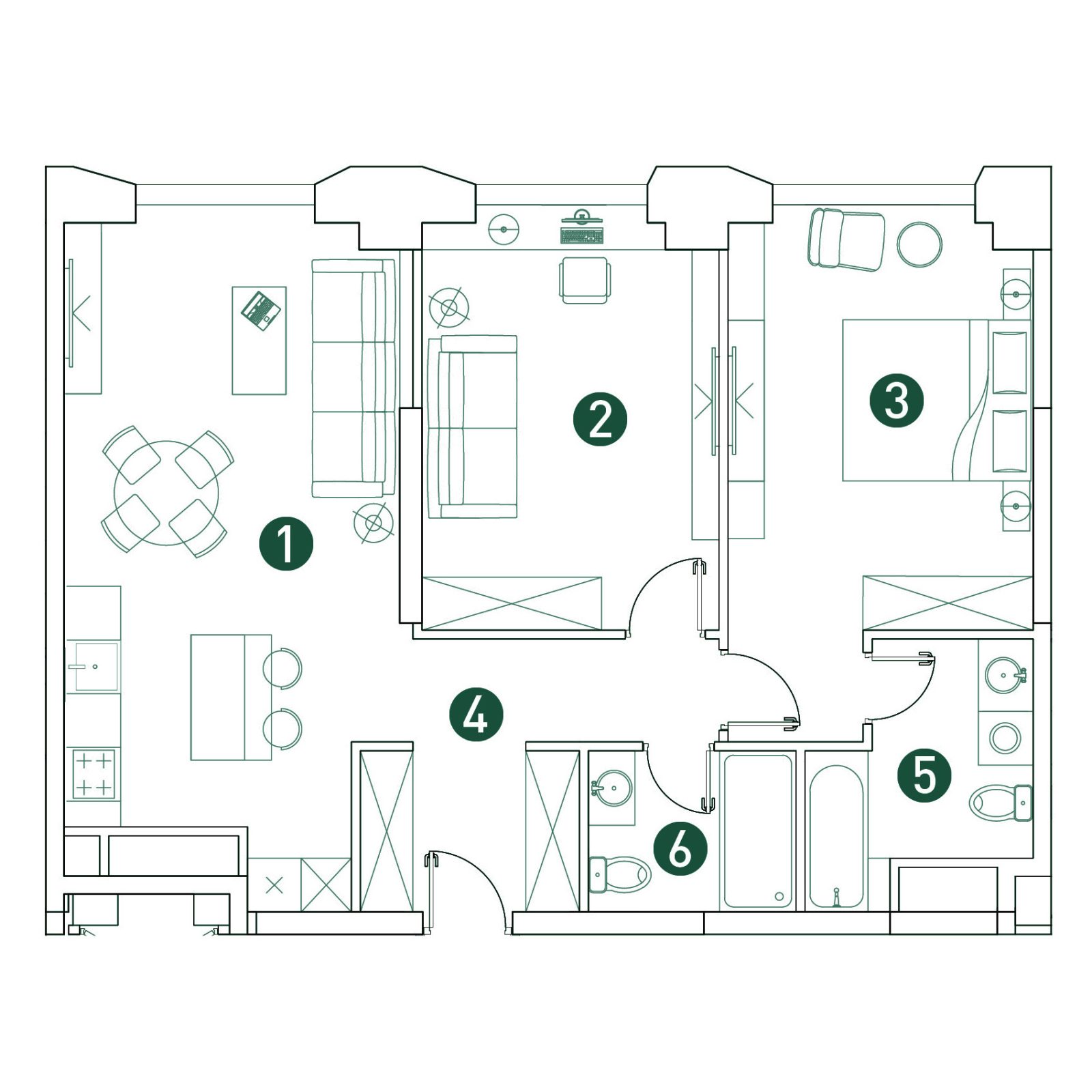 Планировка: 3-комнатная квартира, 78,2 м²