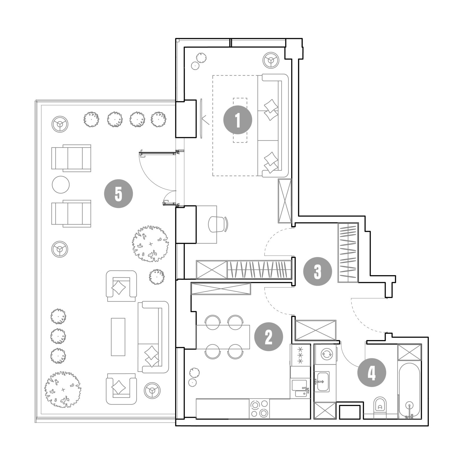 Планировка: 1-комнатная квартира, 83,8 м²