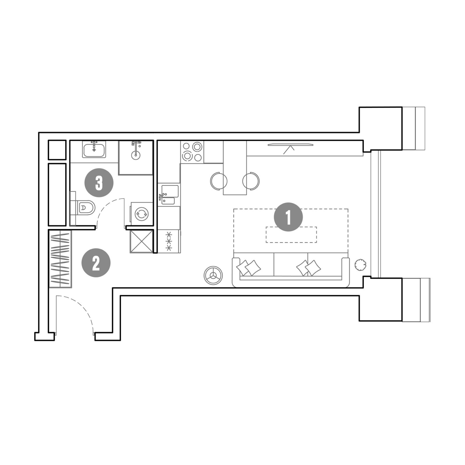 Планировка: студия, 31,5 м²