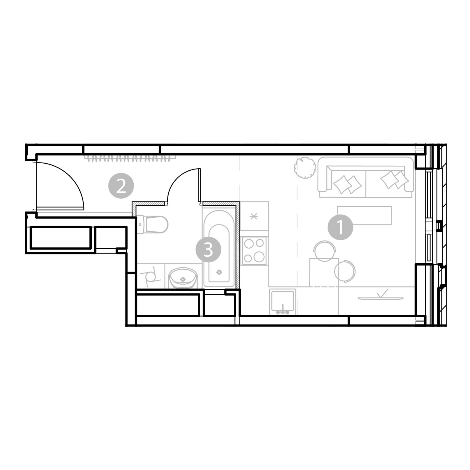 Планировка: студия, 21,0 м²