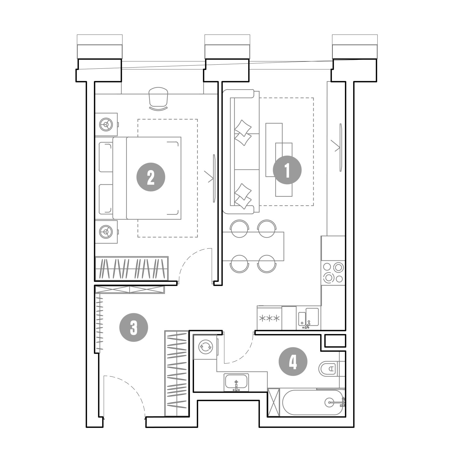 Планировка: 2-комнатная квартира, 48,0 м²