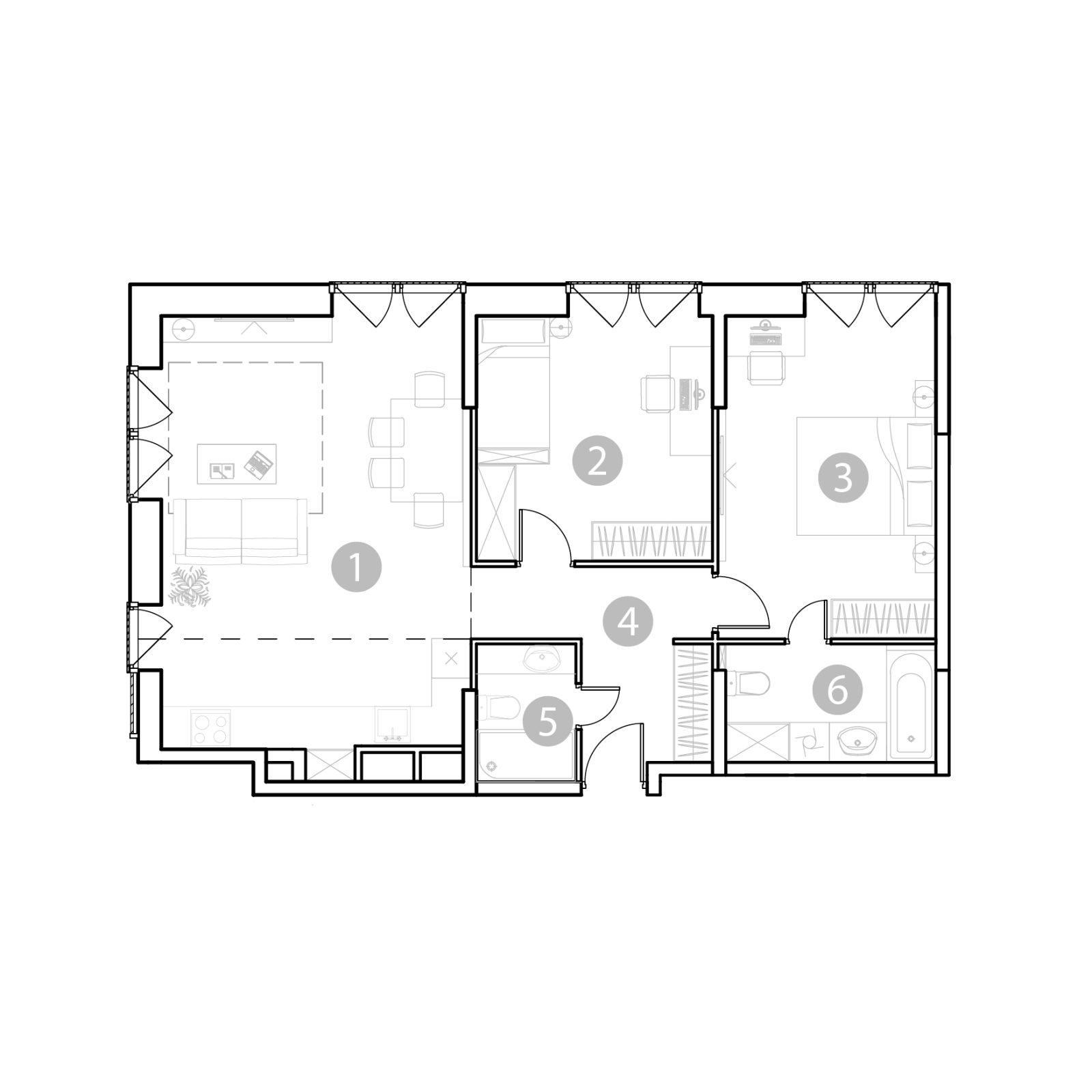 Планировка: 3-комнатная квартира, 81,0 м²