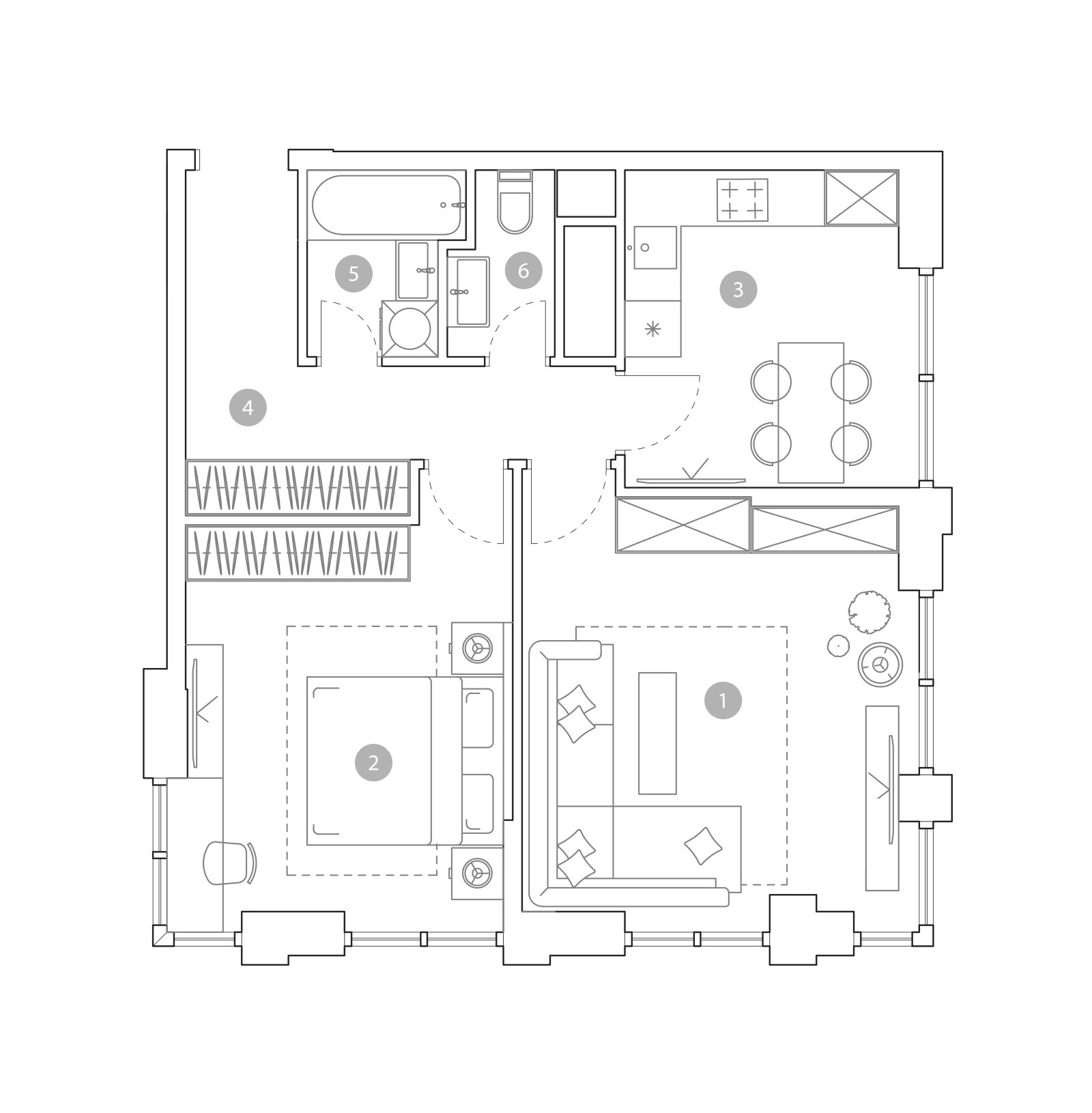 Планировка: 2-комнатная квартира, 59,7 м²
