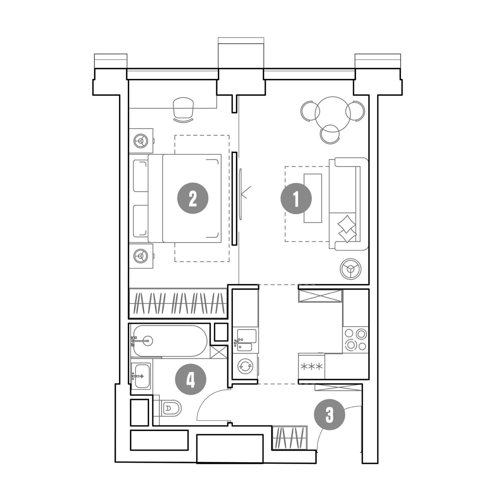 Планировка: 2-комнатная квартира, 41,9 м²