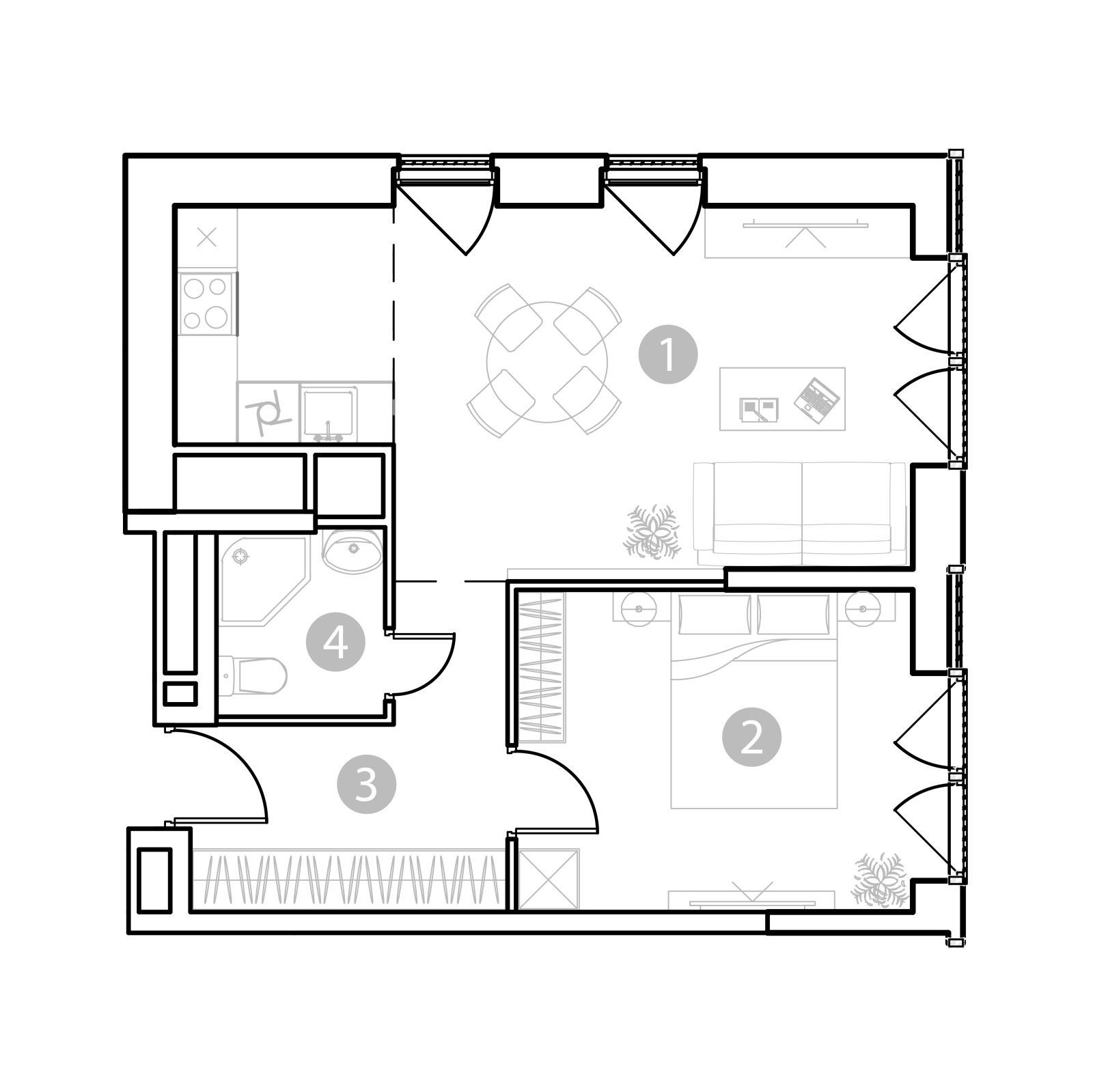 Планировка: 2-комнатная квартира, 46,4 м²