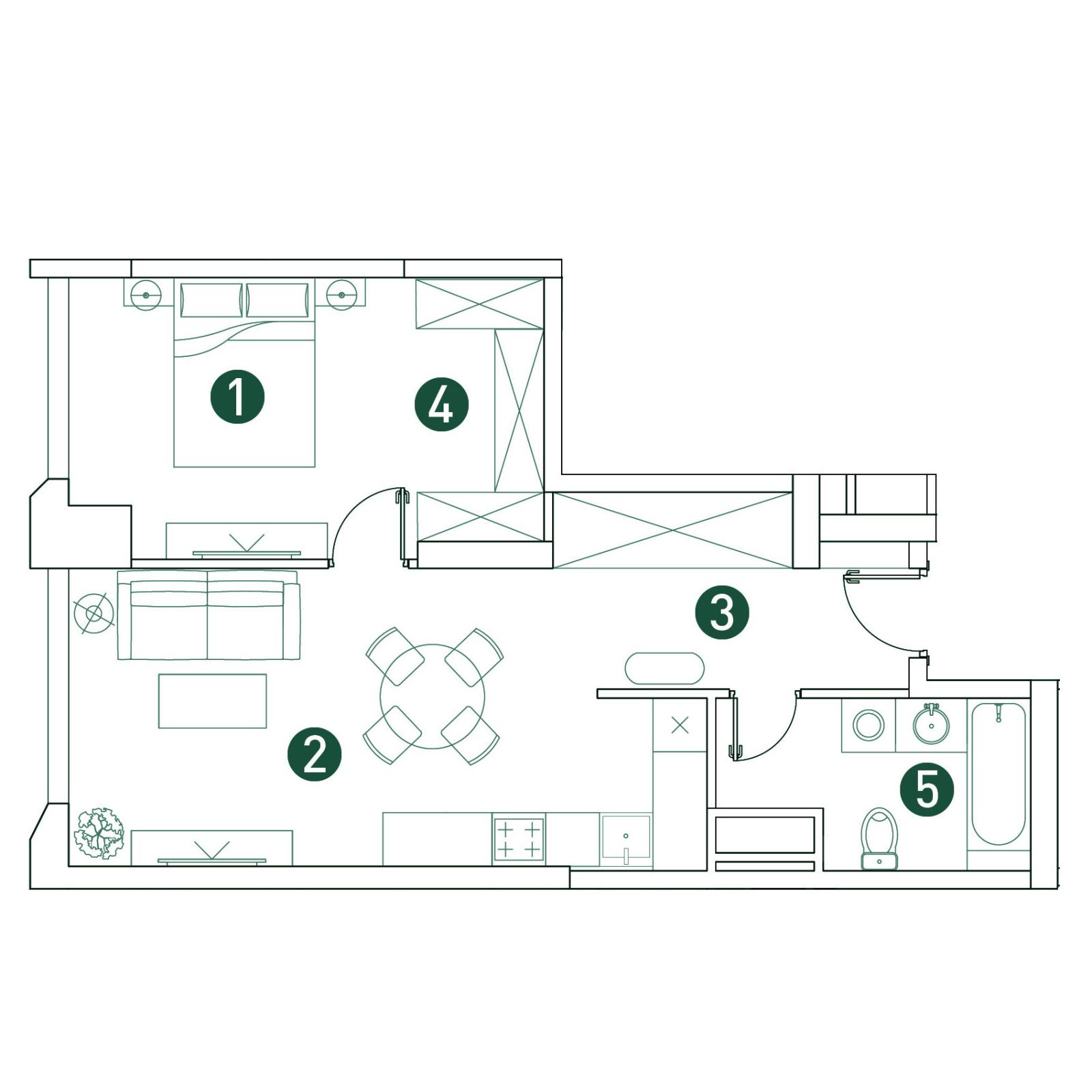 Планировка: 2-комнатная квартира, 51,2 м²