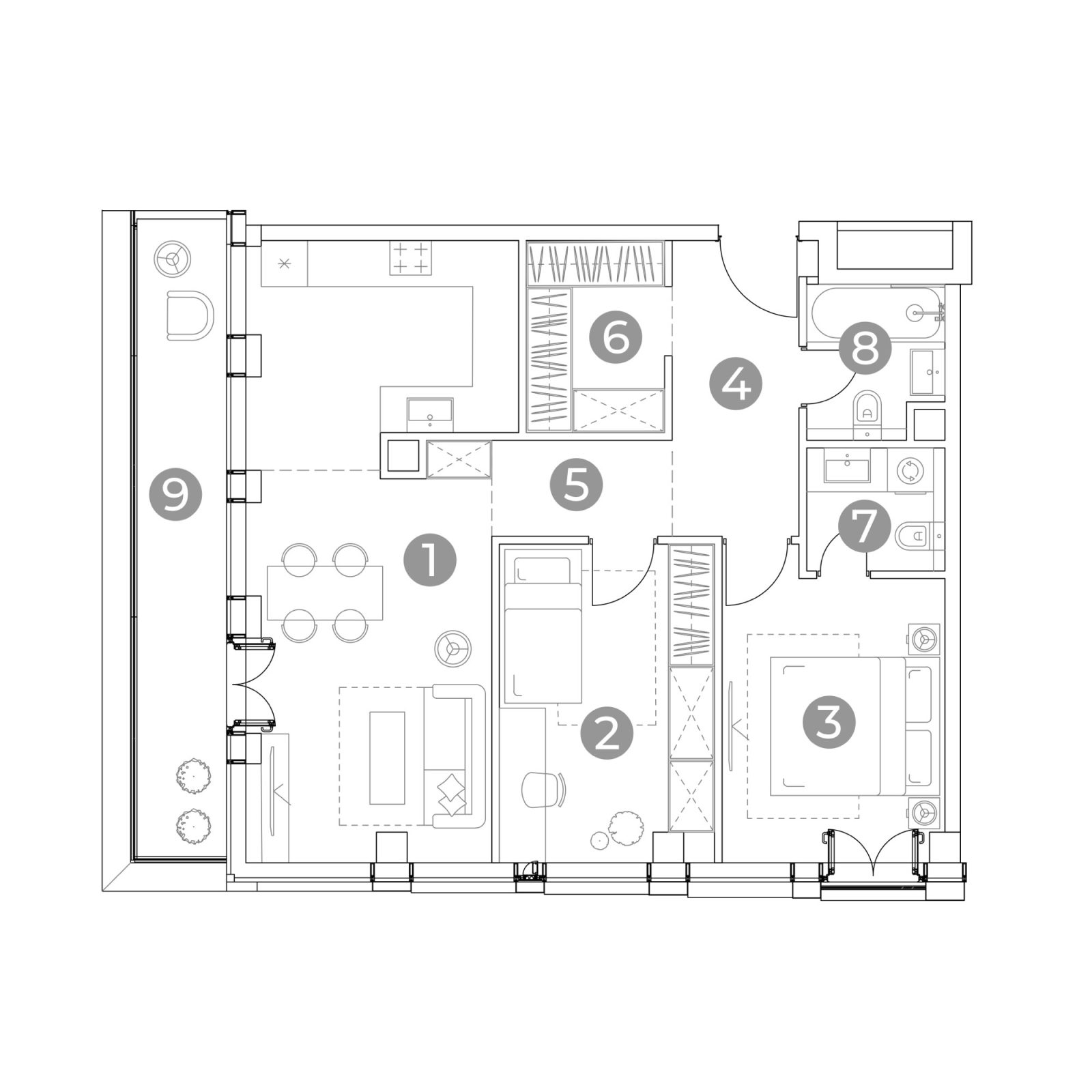 Планировка: 3-комнатная квартира, 78,1 м²
