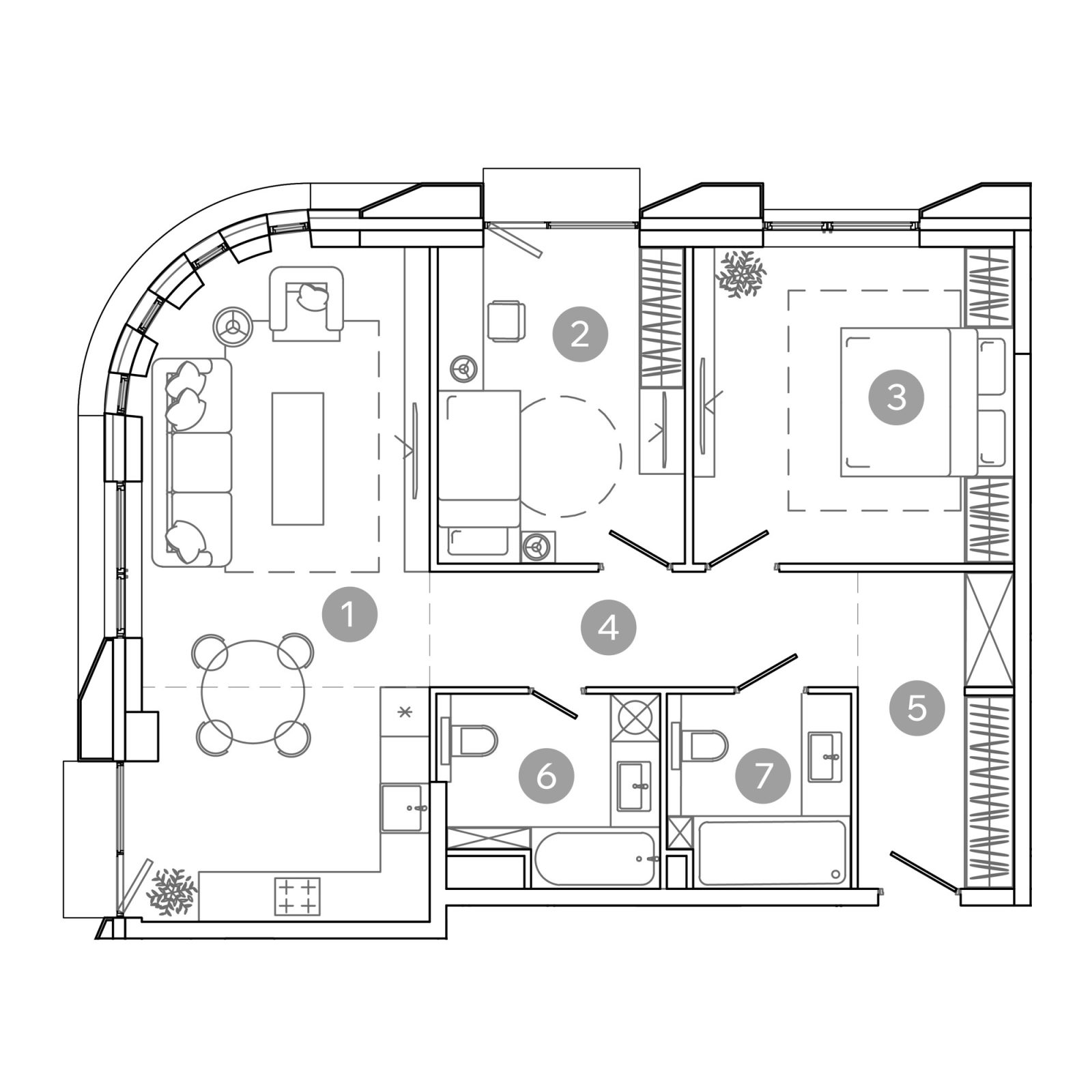 Планировка: 3-комнатная квартира, 78,5 м²