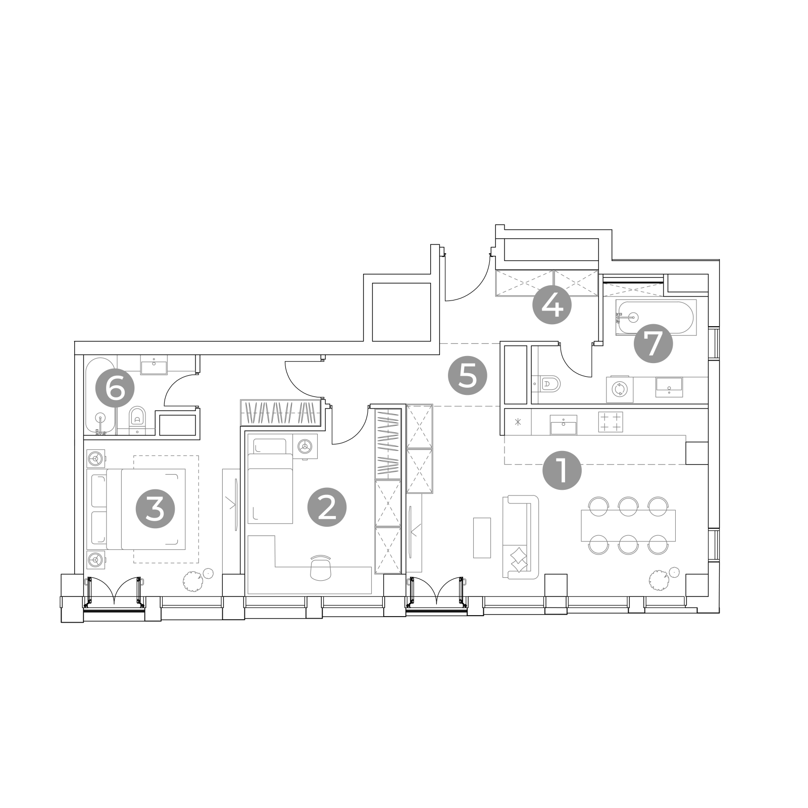 Планировка: 3-комнатная квартира, 80,8 м²