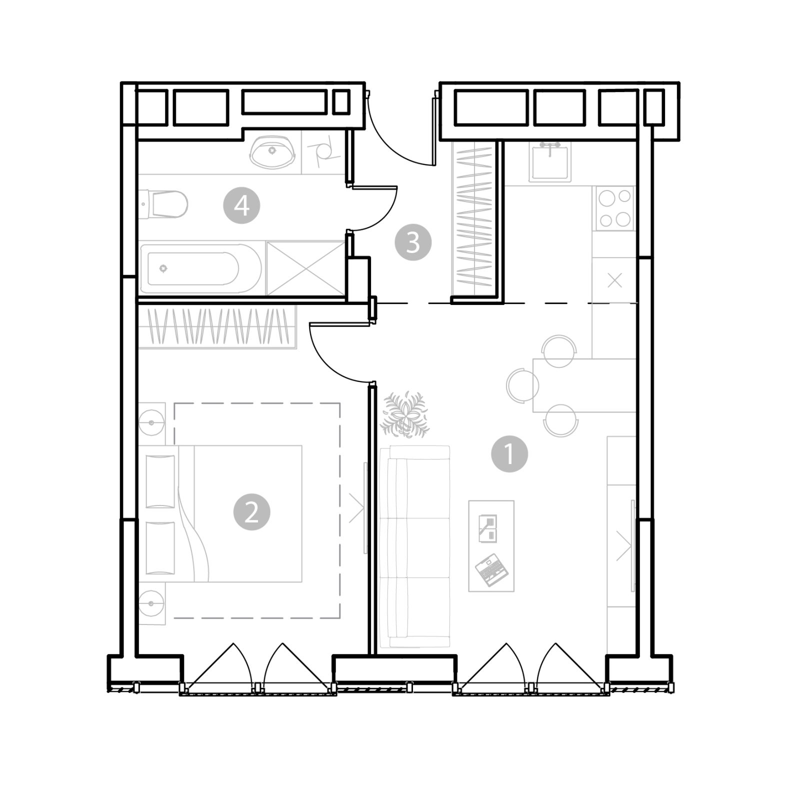 Планировка: 2-комнатная квартира, 45,9 м²