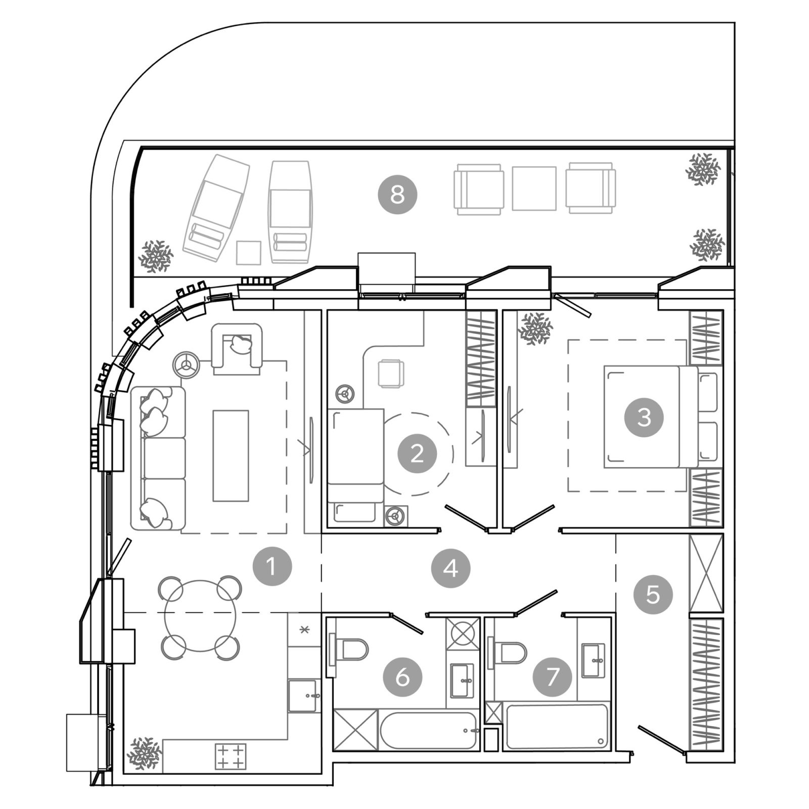 Планировка: 3-комнатная квартира, 85,1 м²