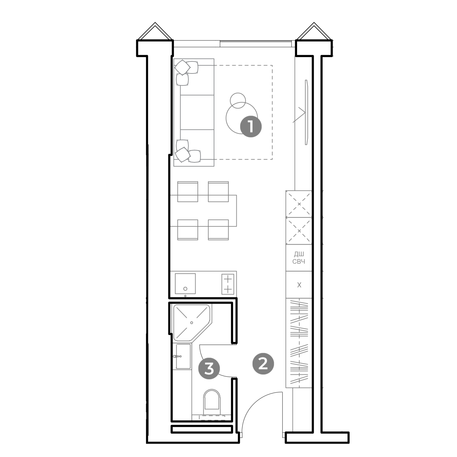 Планировка: студия, 26,7 м²