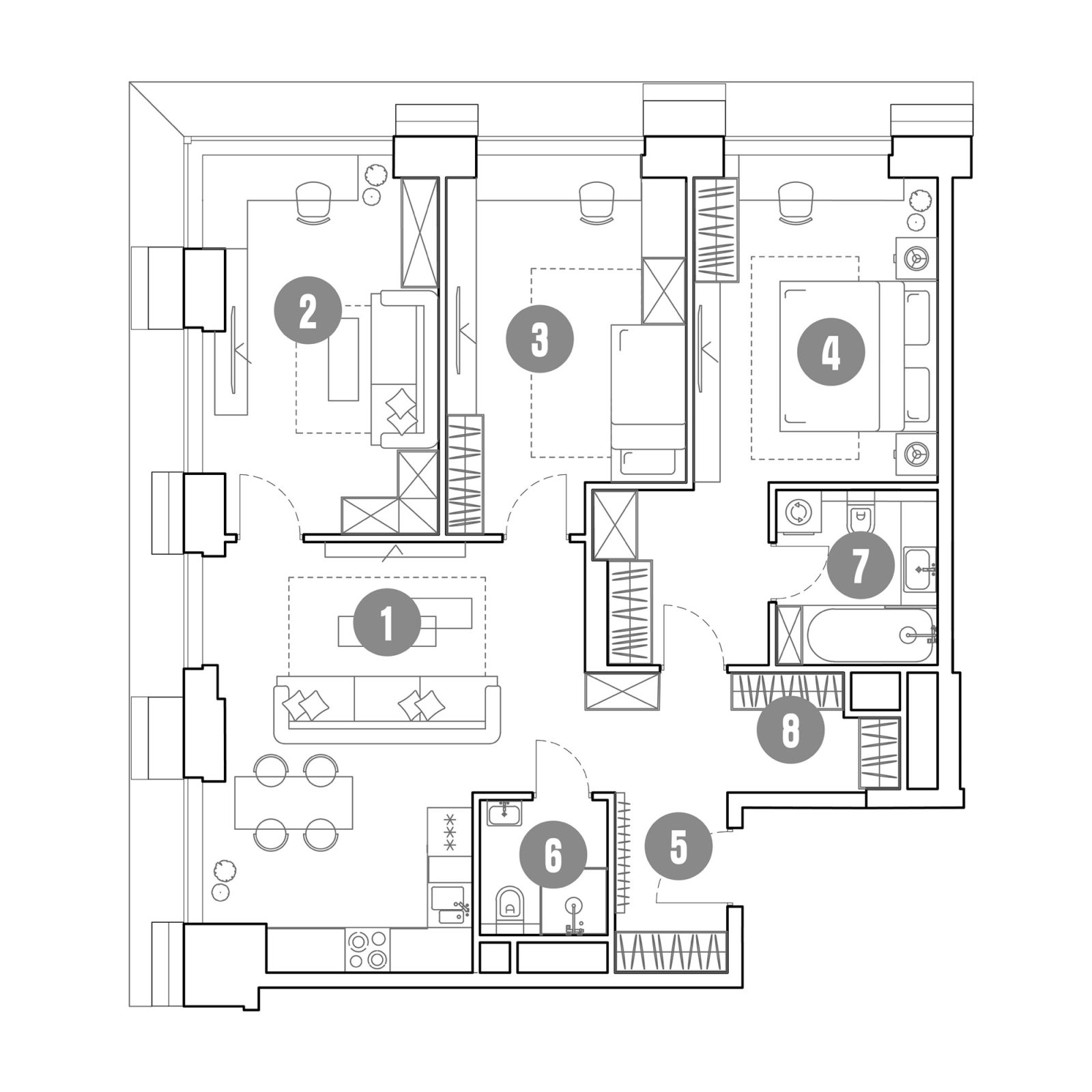 Планировка: 4-комнатная квартира, 92,2 м²