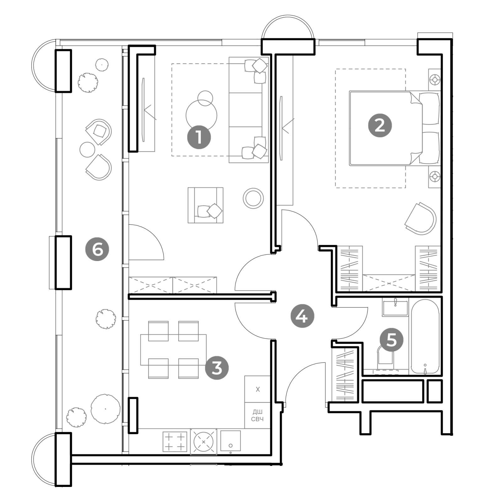 Планировка: 2-комнатная квартира, 69,8 м²