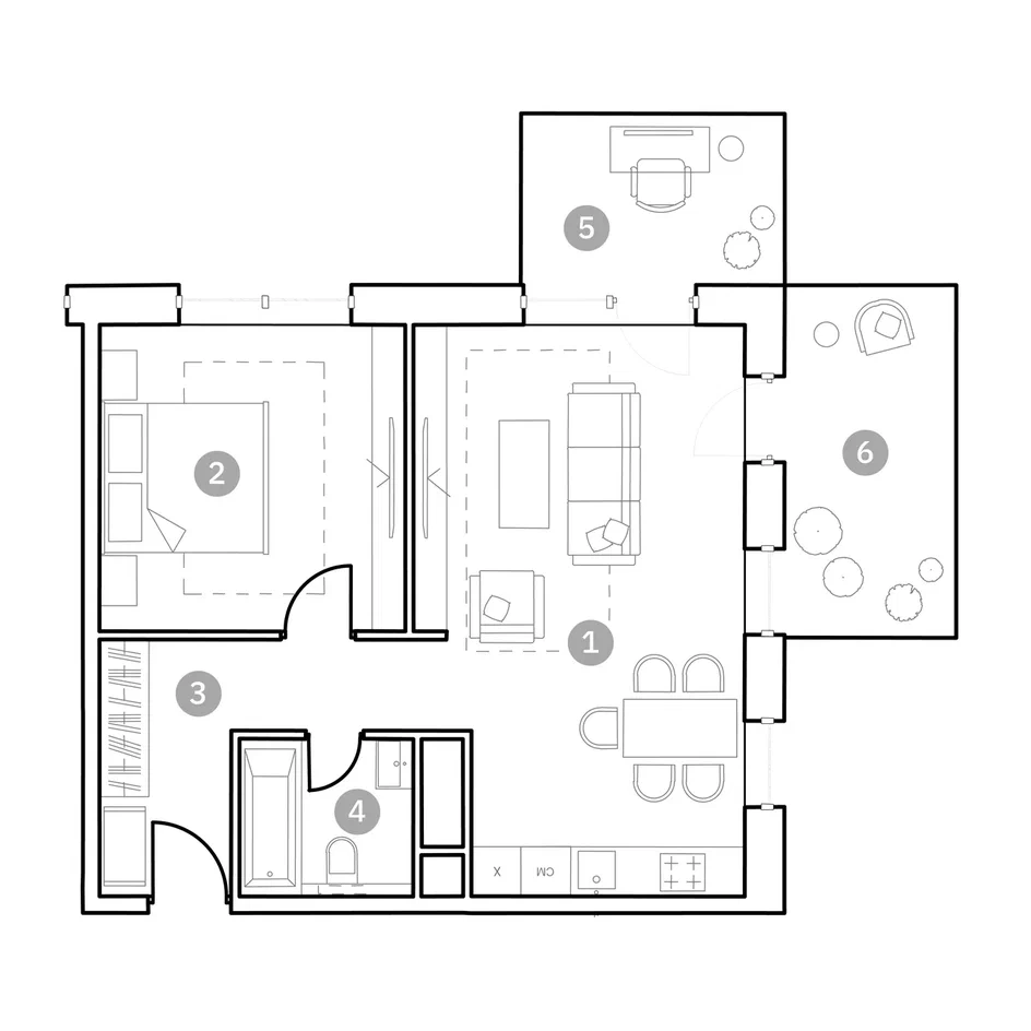 Планировка: 2-комнатная квартира, 64,9 м²