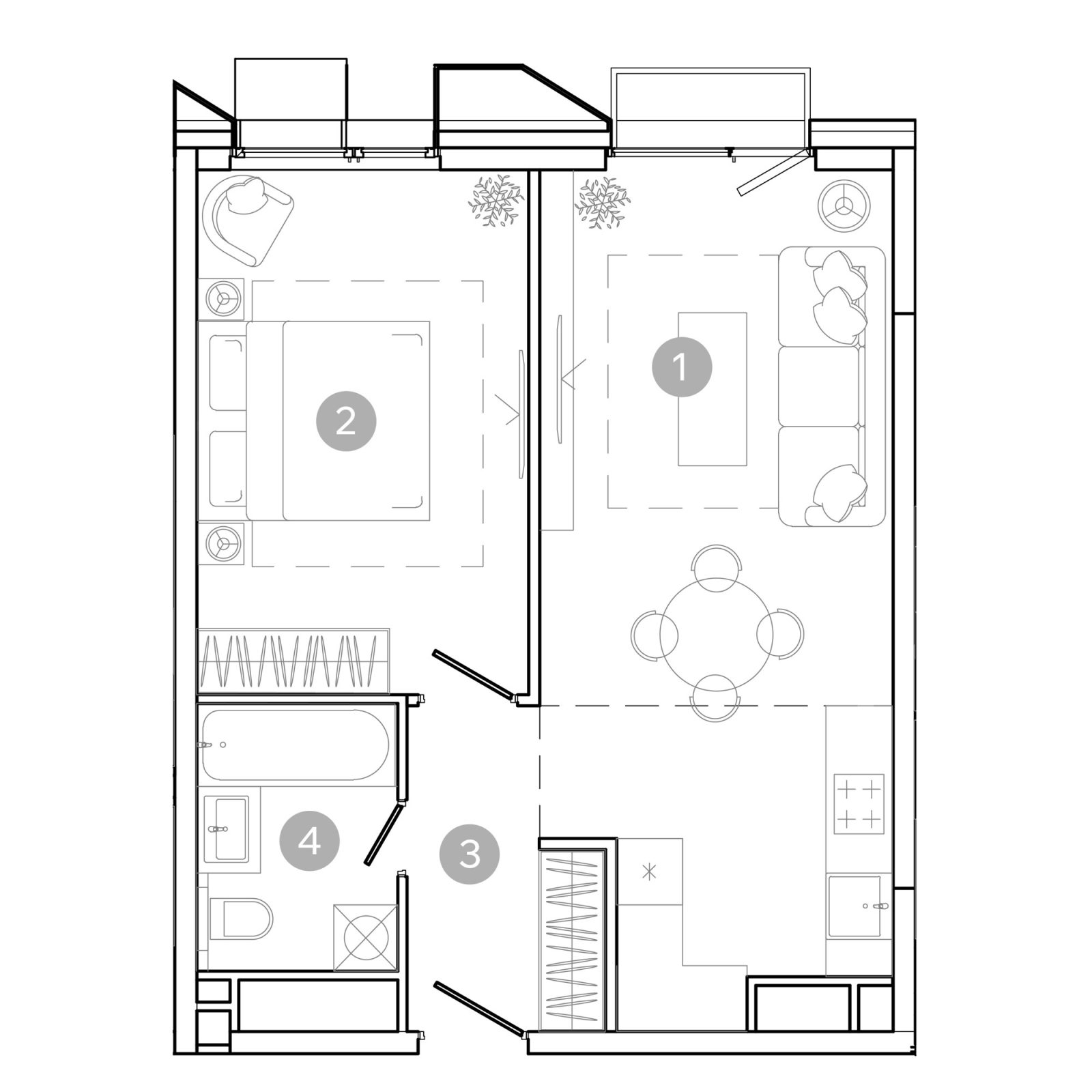 Планировка: 2-комнатная квартира, 45,7 м²