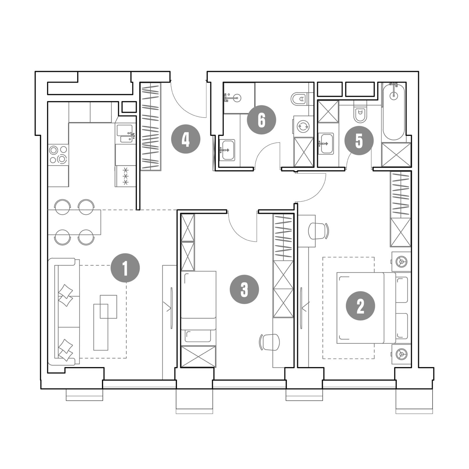 Планировка: 3-комнатная квартира, 79,8 м²