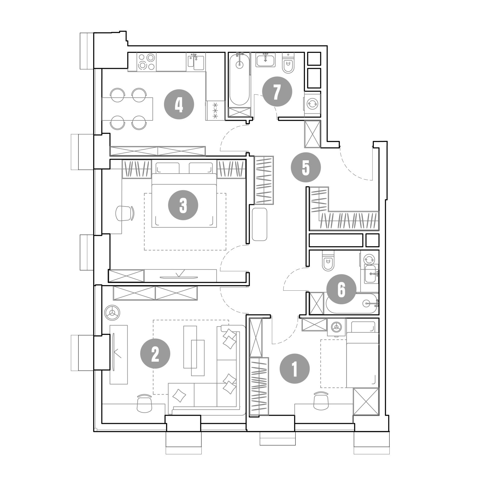 Планировка: 3-комнатная квартира, 85,5 м²