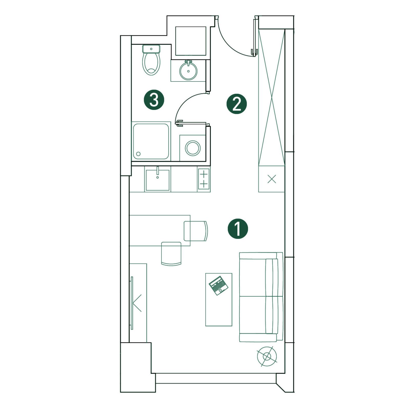 Планировка: студия, 26,2 м²