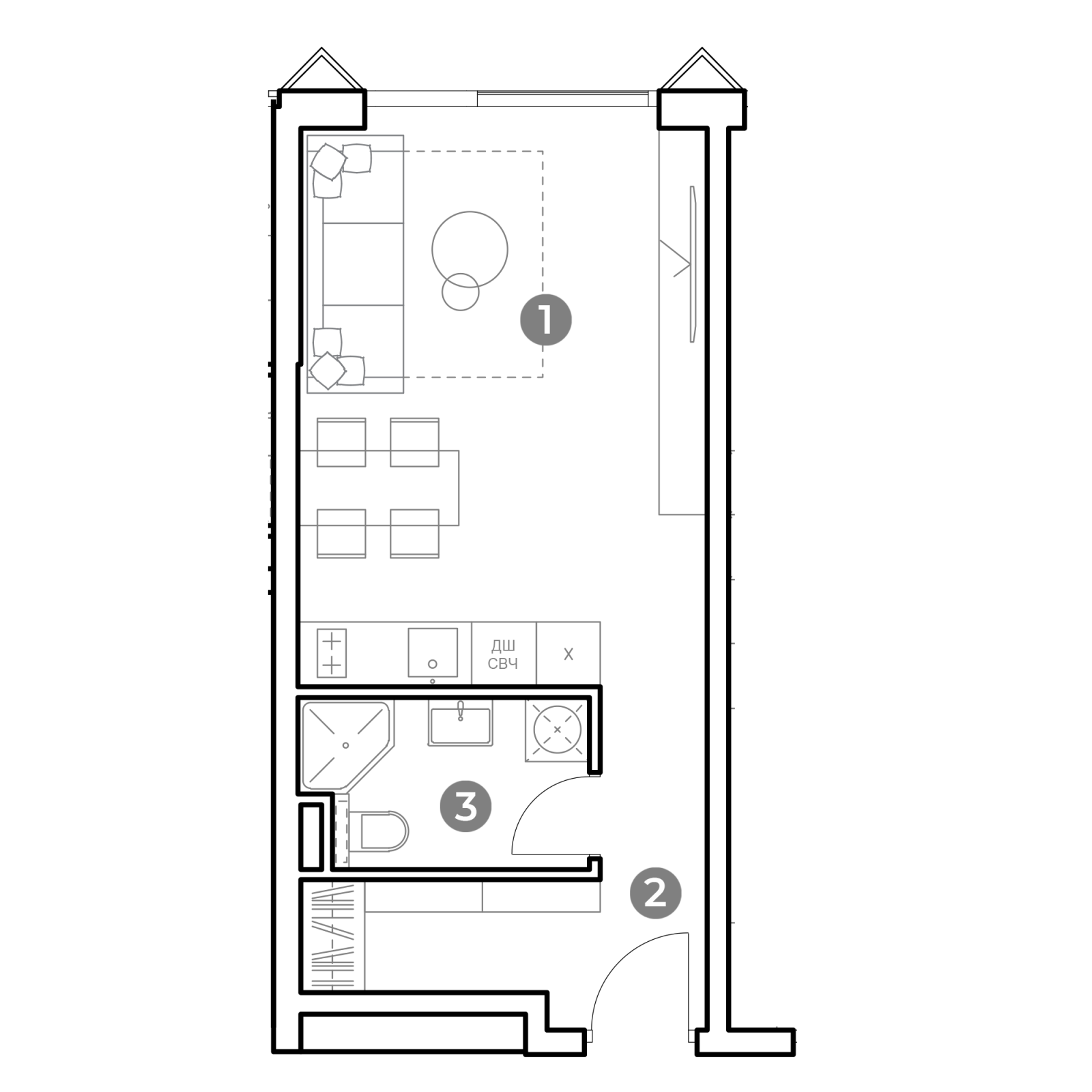 Планировка: студия, 31,1 м²