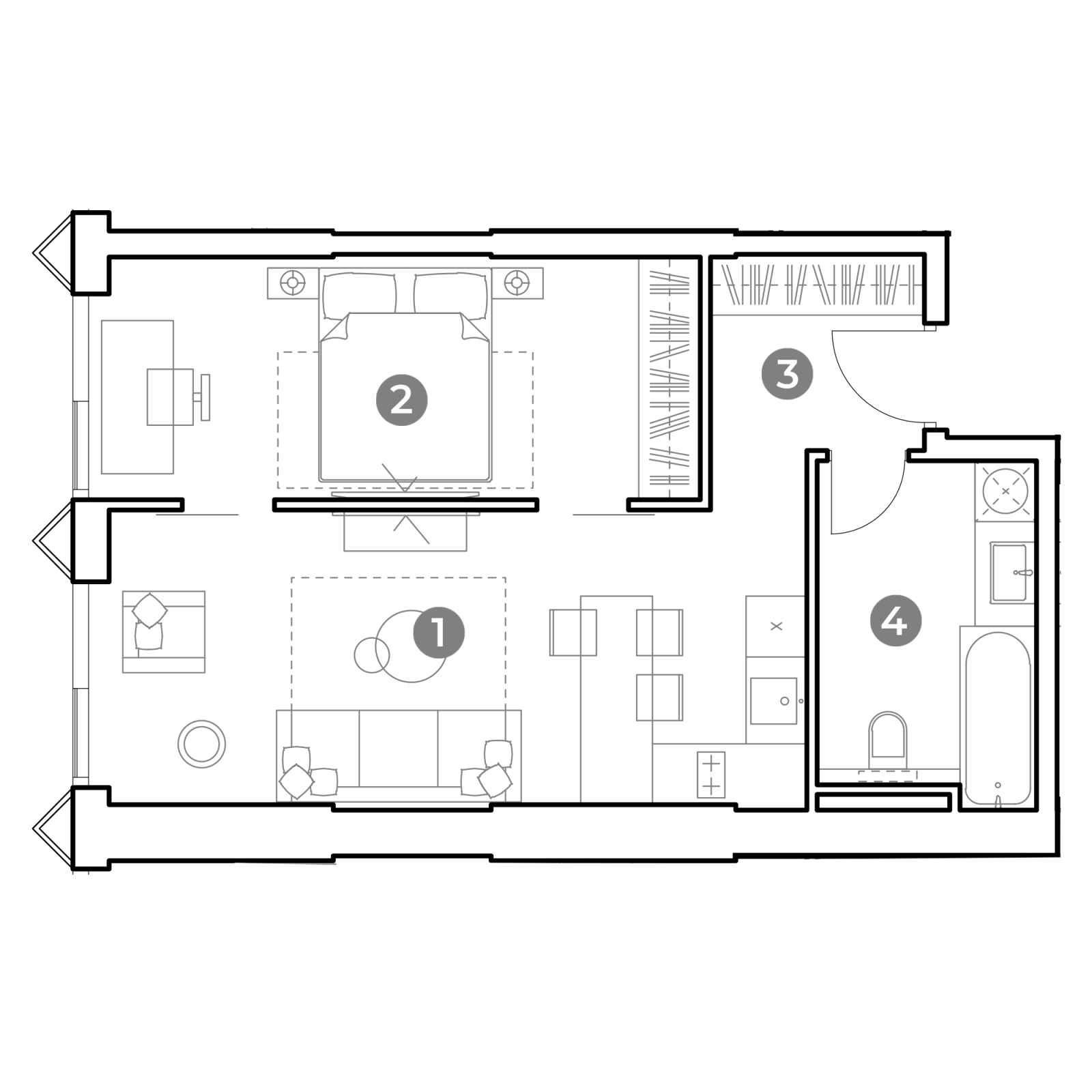 Планировка: 2-комнатная квартира, 46,6 м²
