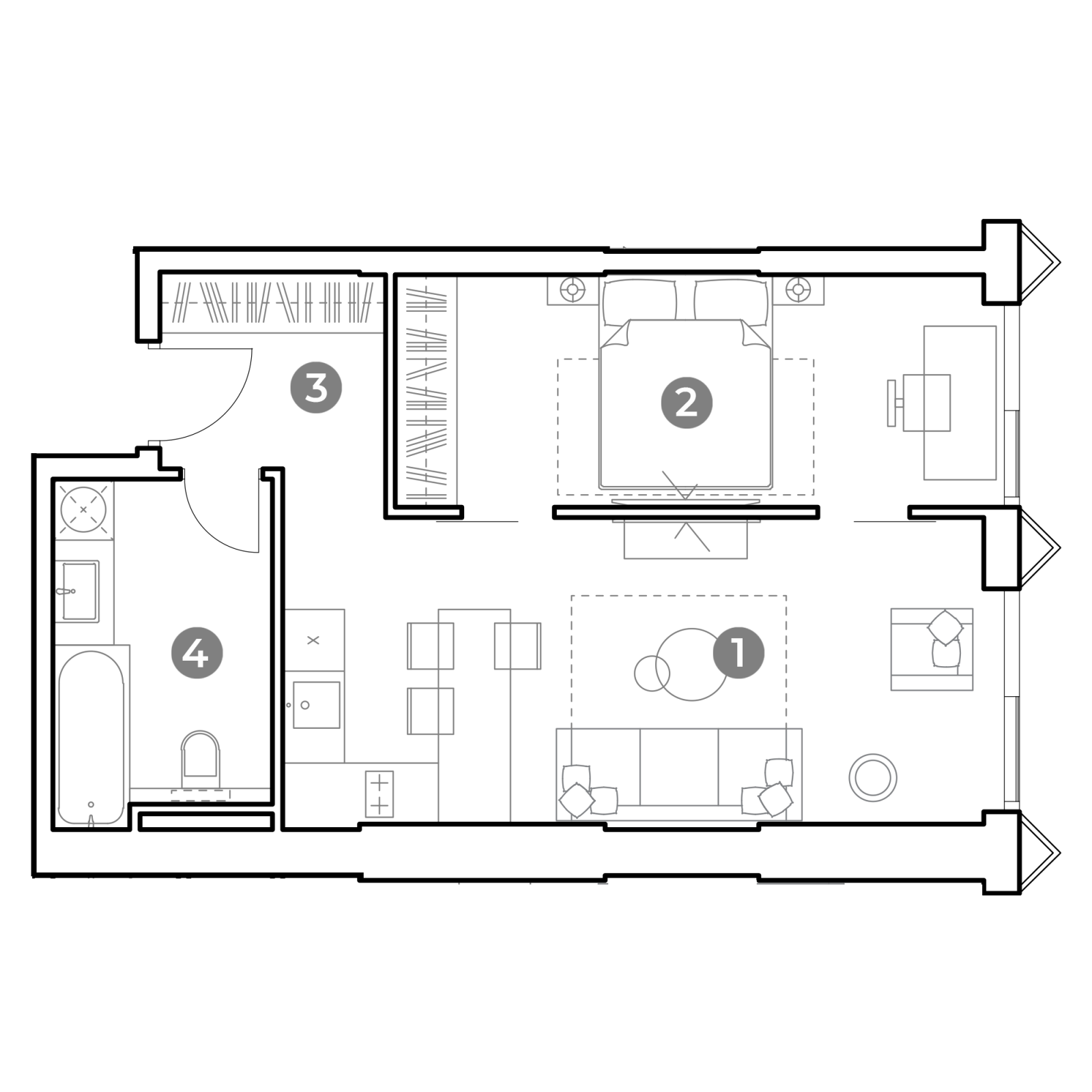 Планировка: 2-комнатная квартира, 46,2 м²