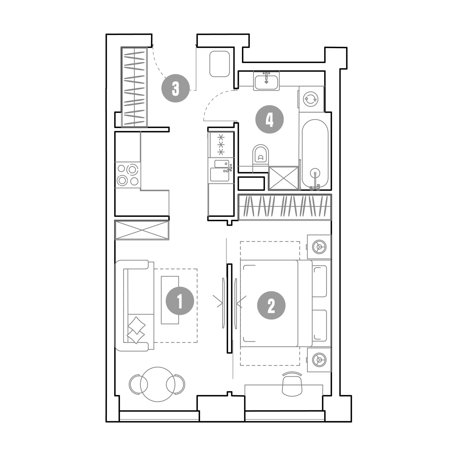 Планировка: 2-комнатная квартира, 37,9 м²