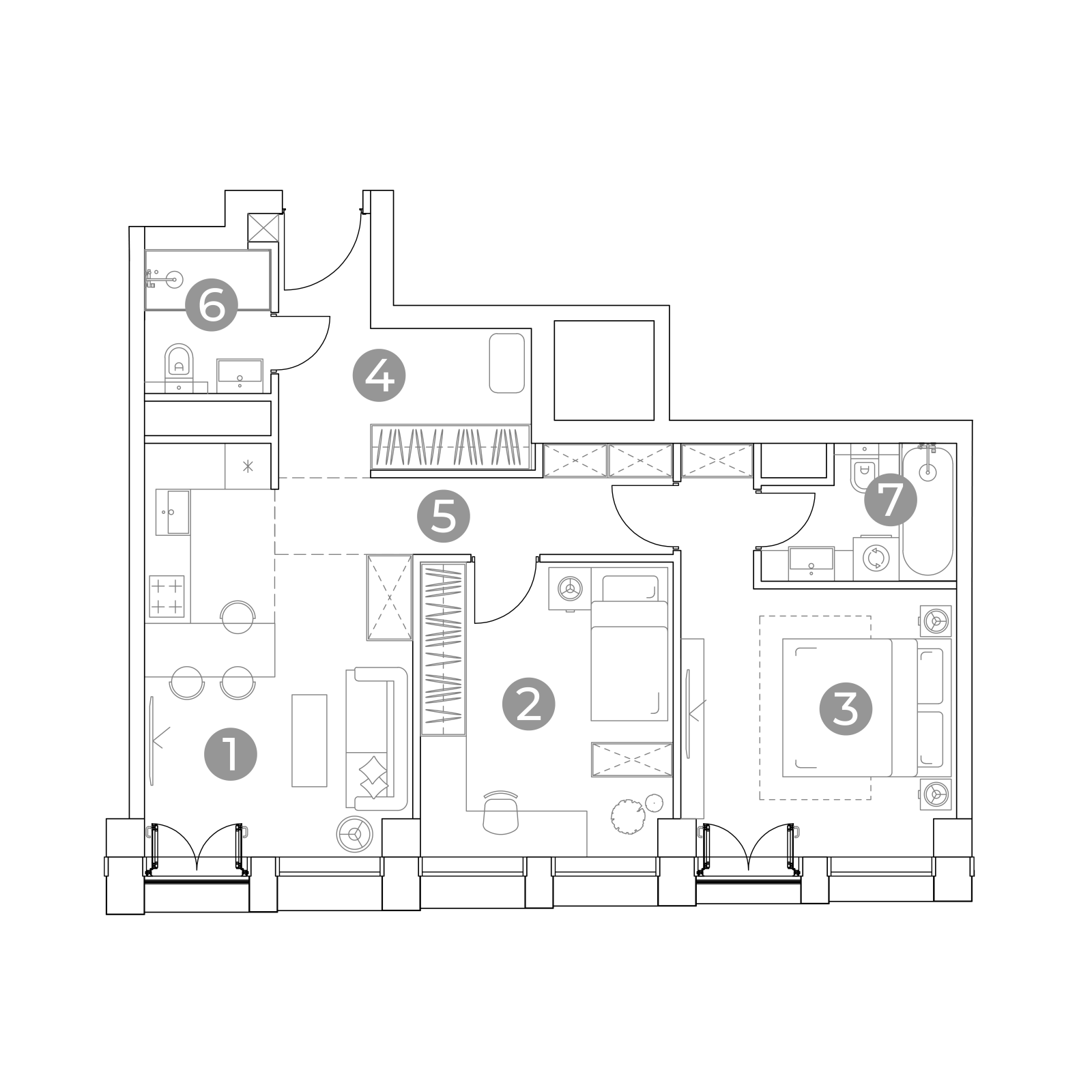 Планировка: 3-комнатная квартира, 64,3 м²